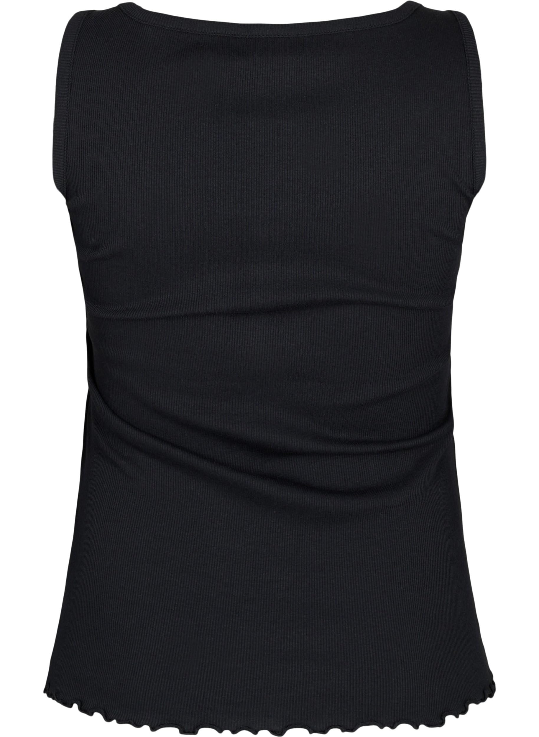 Zizzi Tanktop Damen Gerippt Baumwolle Knöpfe