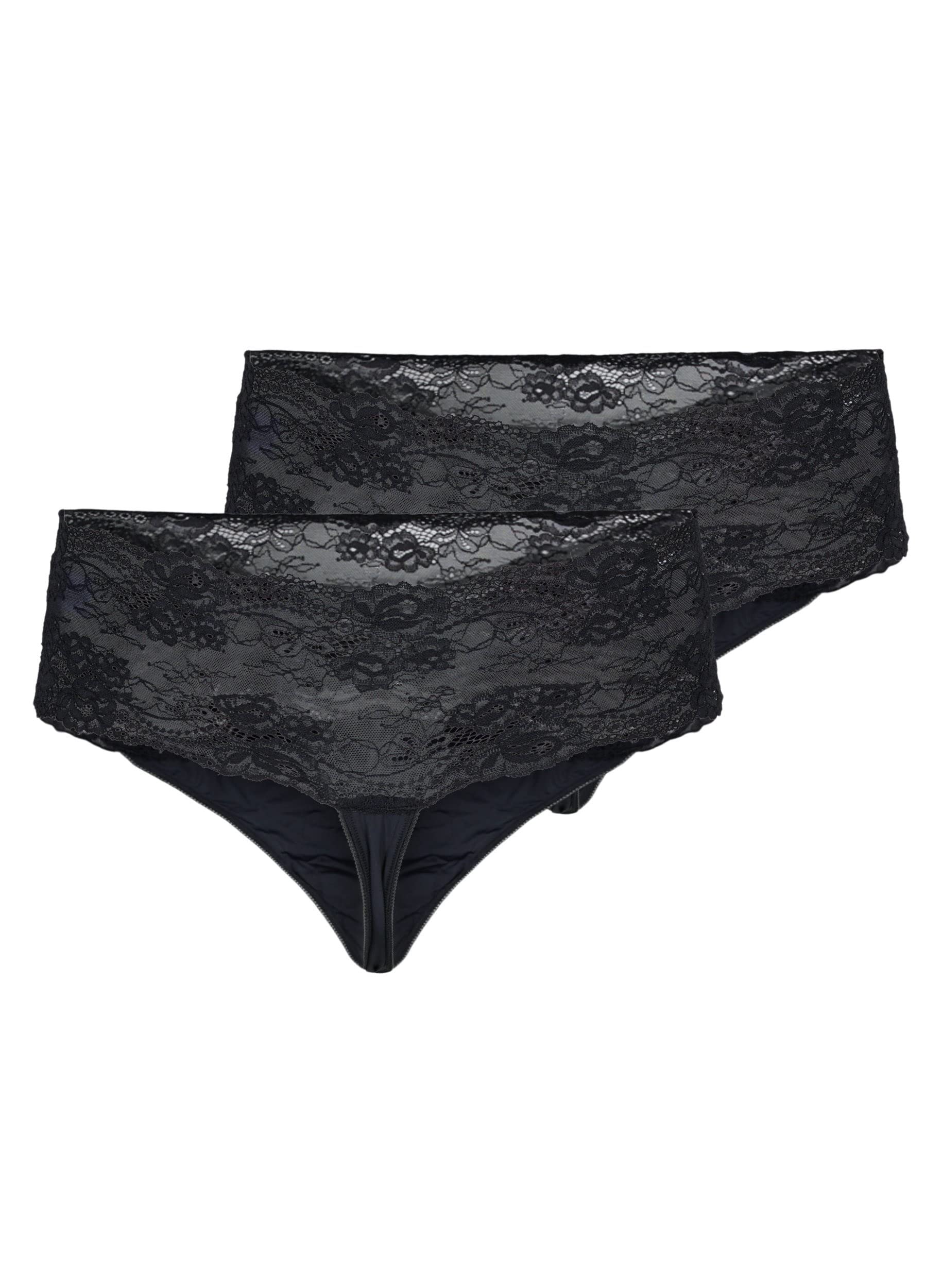 Zizzi Tanga Damen Gr.42 Spitze 2er-Pack schwarz