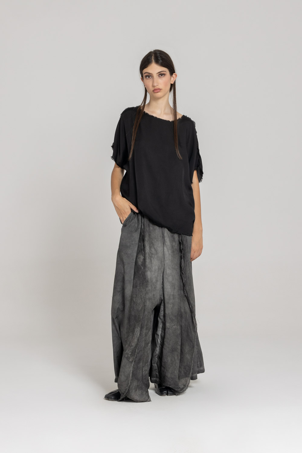 Sanctamuerte T-Shirt Over Girocollo Shirt Viskosesatin Kurzarm