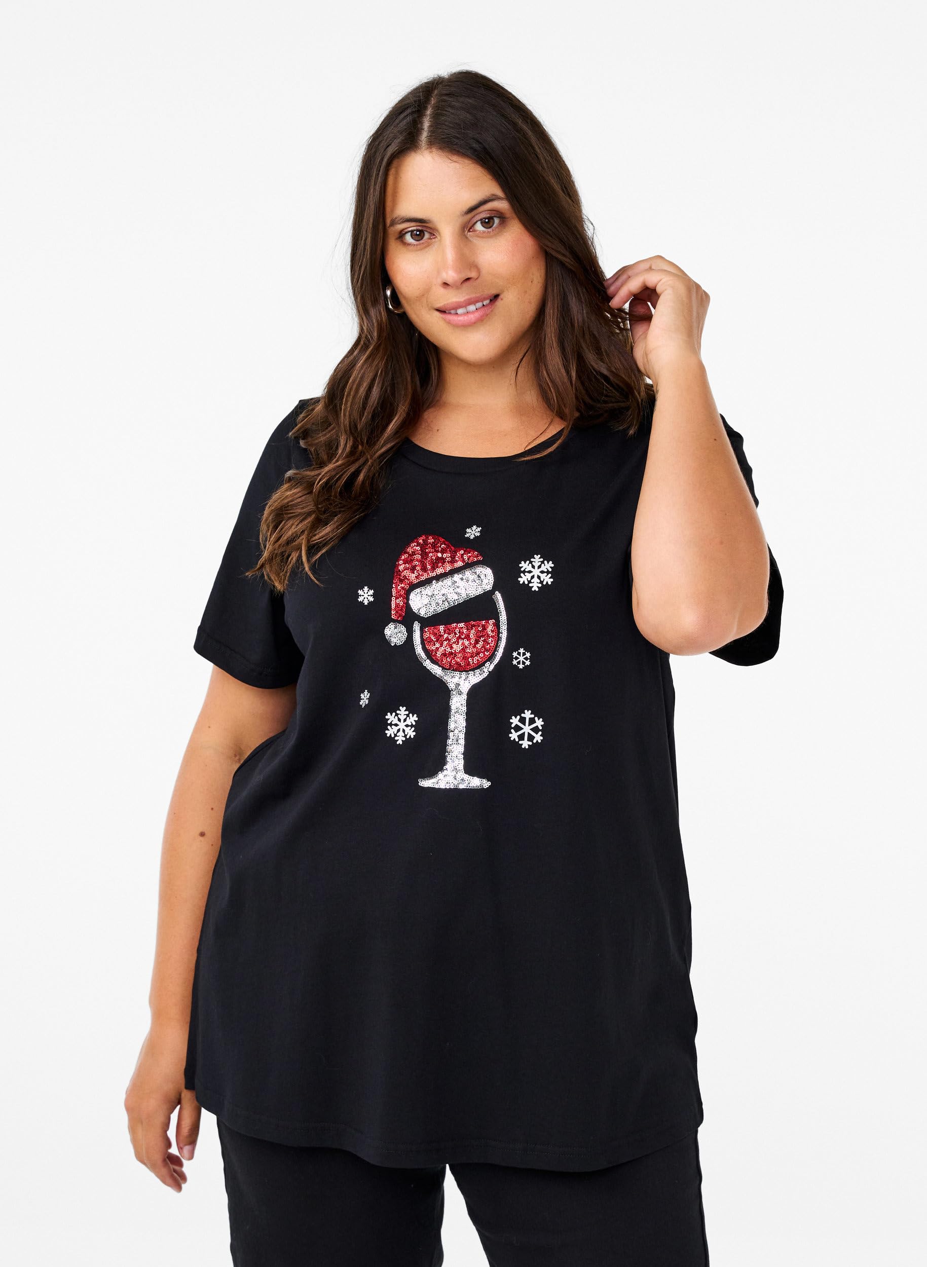 Zizzi Nightwear Weihnachts-T-Shirt Baumwolle Rundhals Gr. 42-60