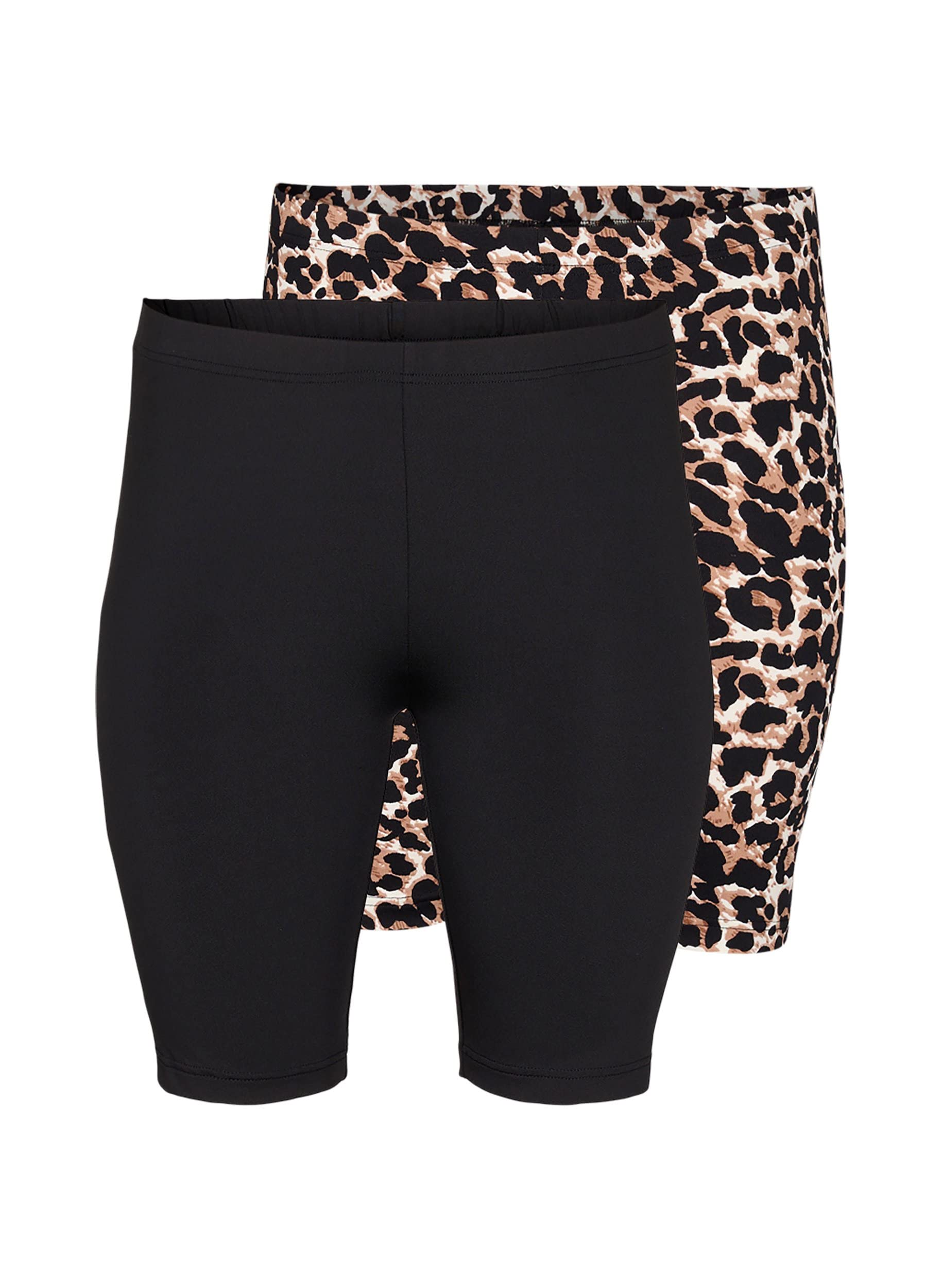 Zizzi Shorts Radler Shorts 2er-Pack Leoprint dehnbar