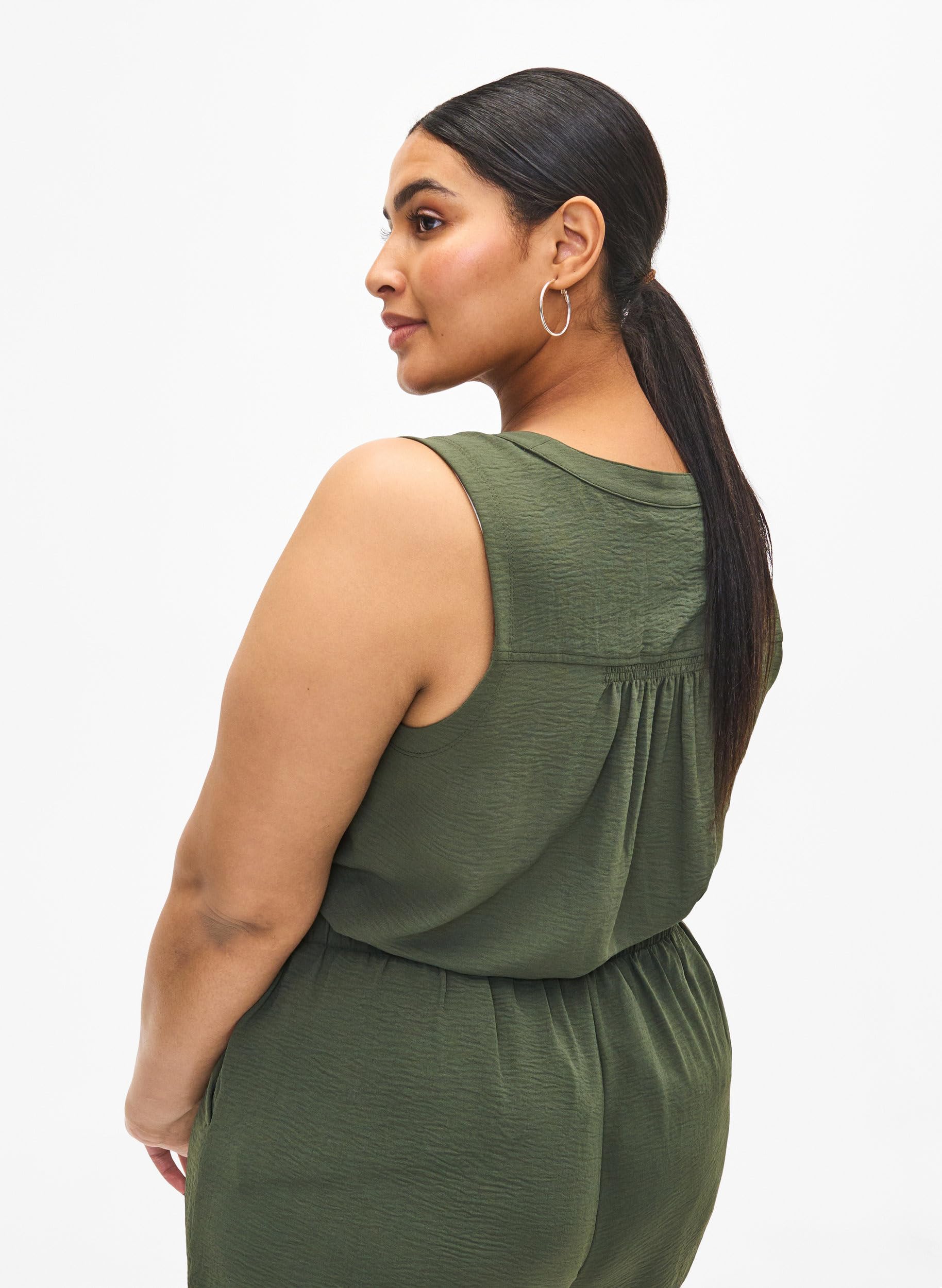 Zizzi Top Damen Ärmellos V-Ausschnitt Smock
