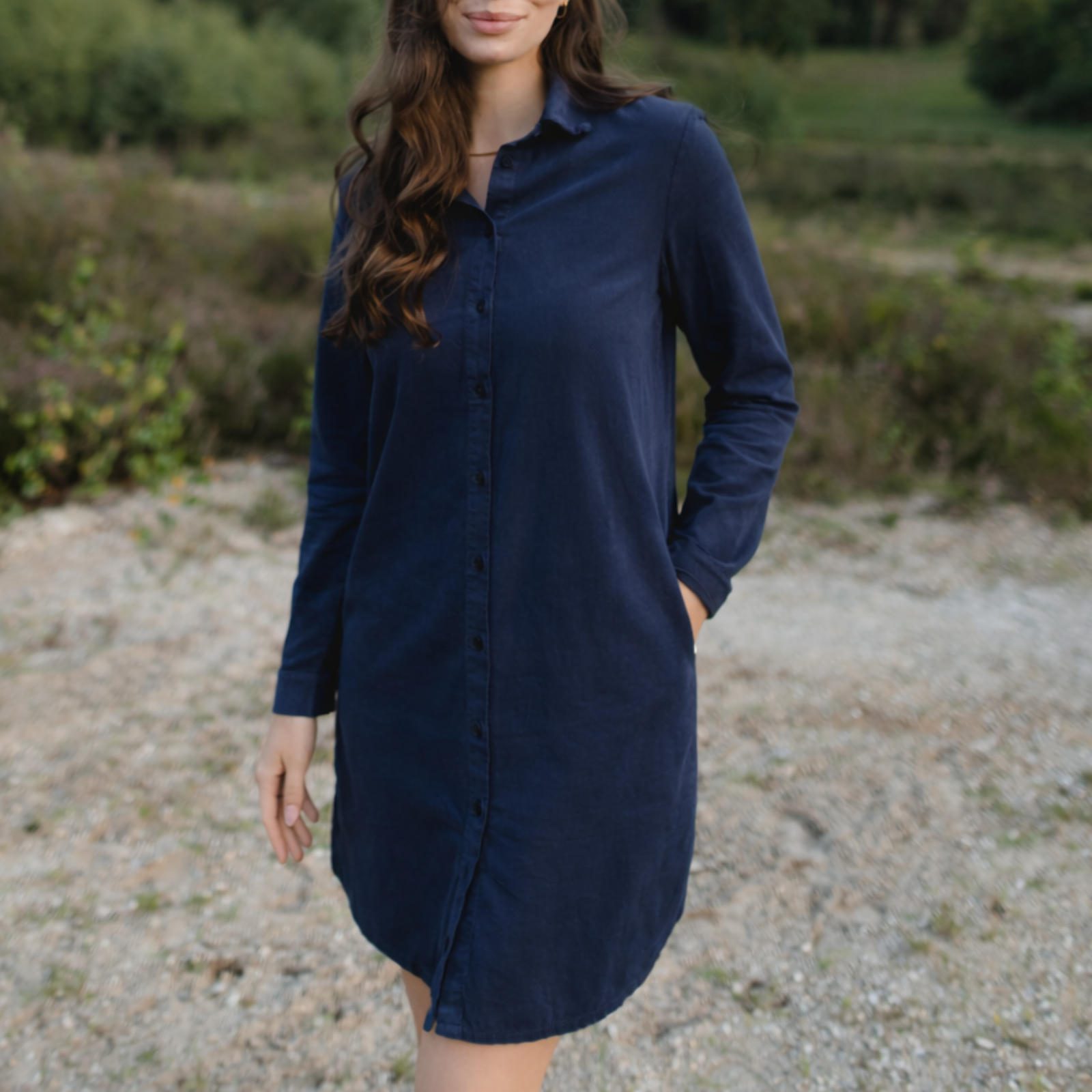 NORDLICHT Enna Cord Kleid Blau Bio-Baumwolle
