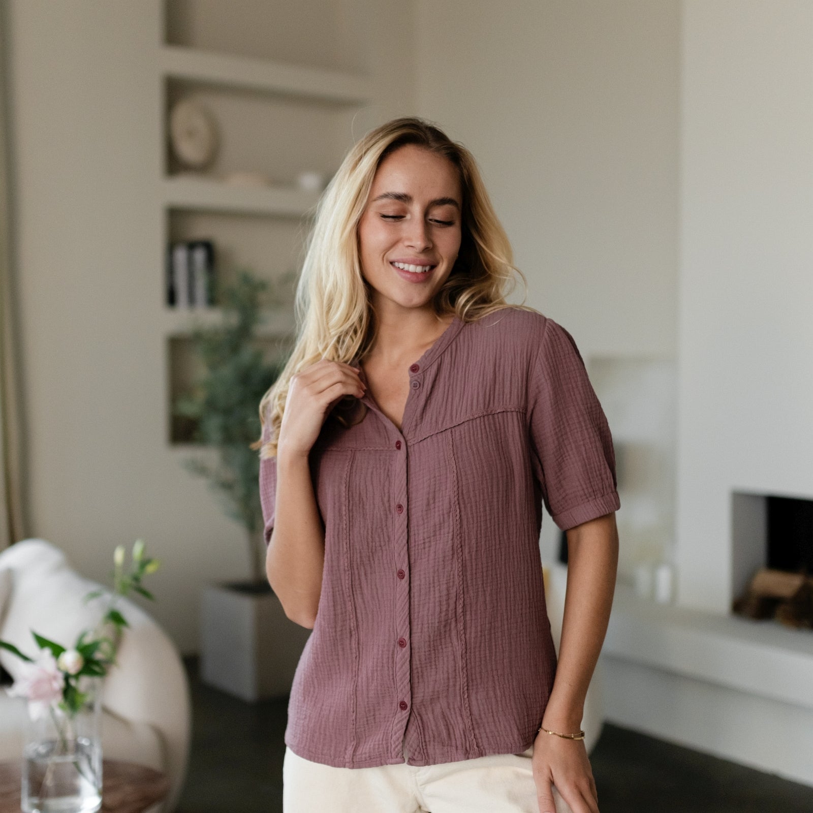 Nordlicht Emi Musselin Bluse rosa aus Bio-Baumwolle