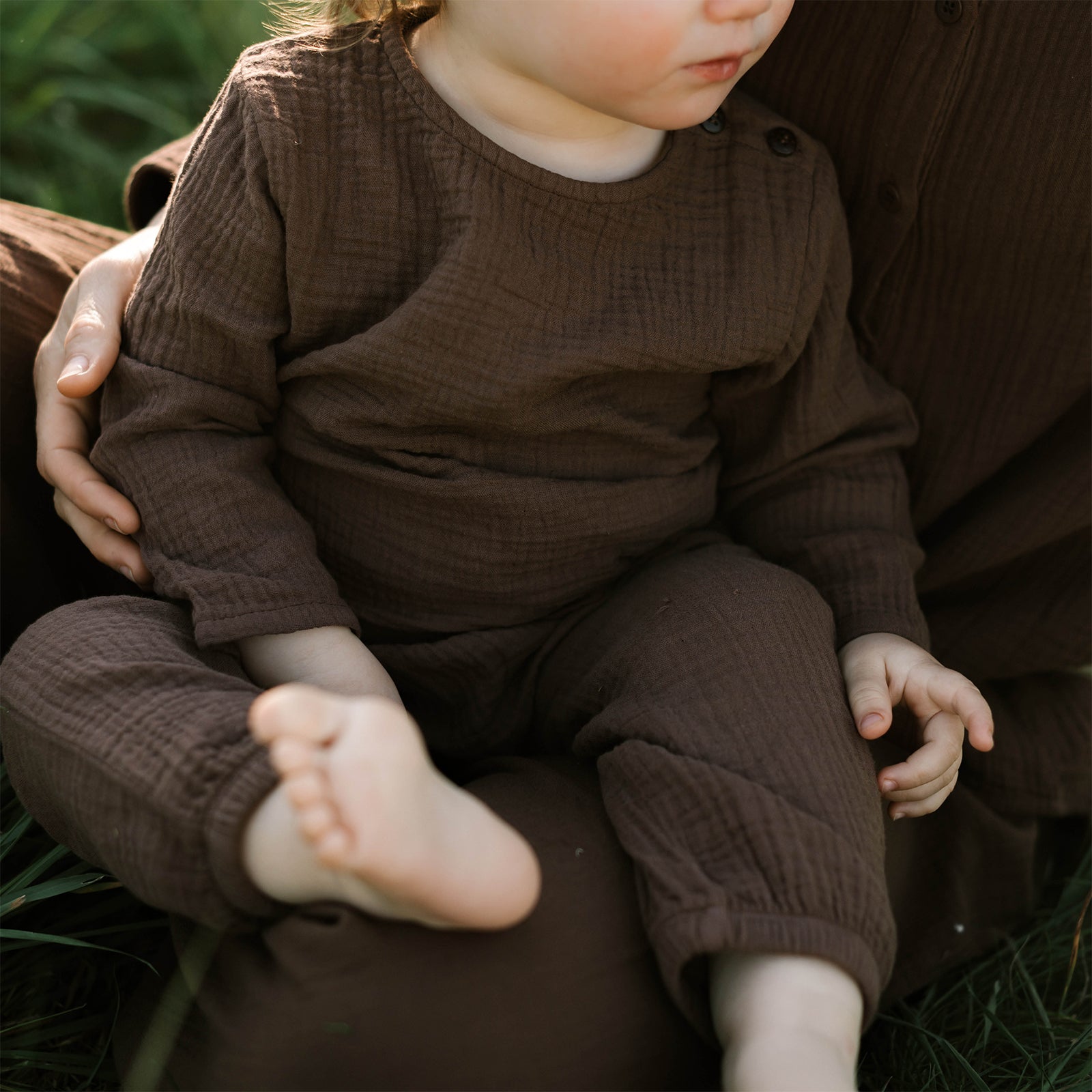 NORDLICHT Leja Kinder Musselinhose Braun 62/68 Bio-Baumwolle