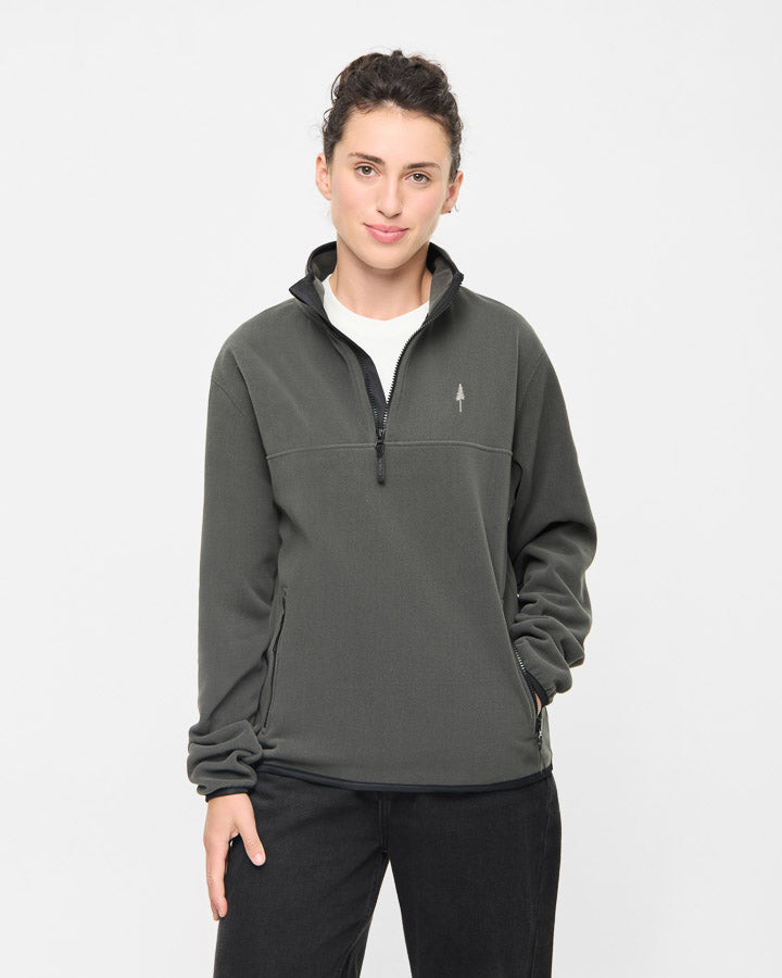NIKIN TreeFleece Quarter Zip Pullover Ash Green Fleece