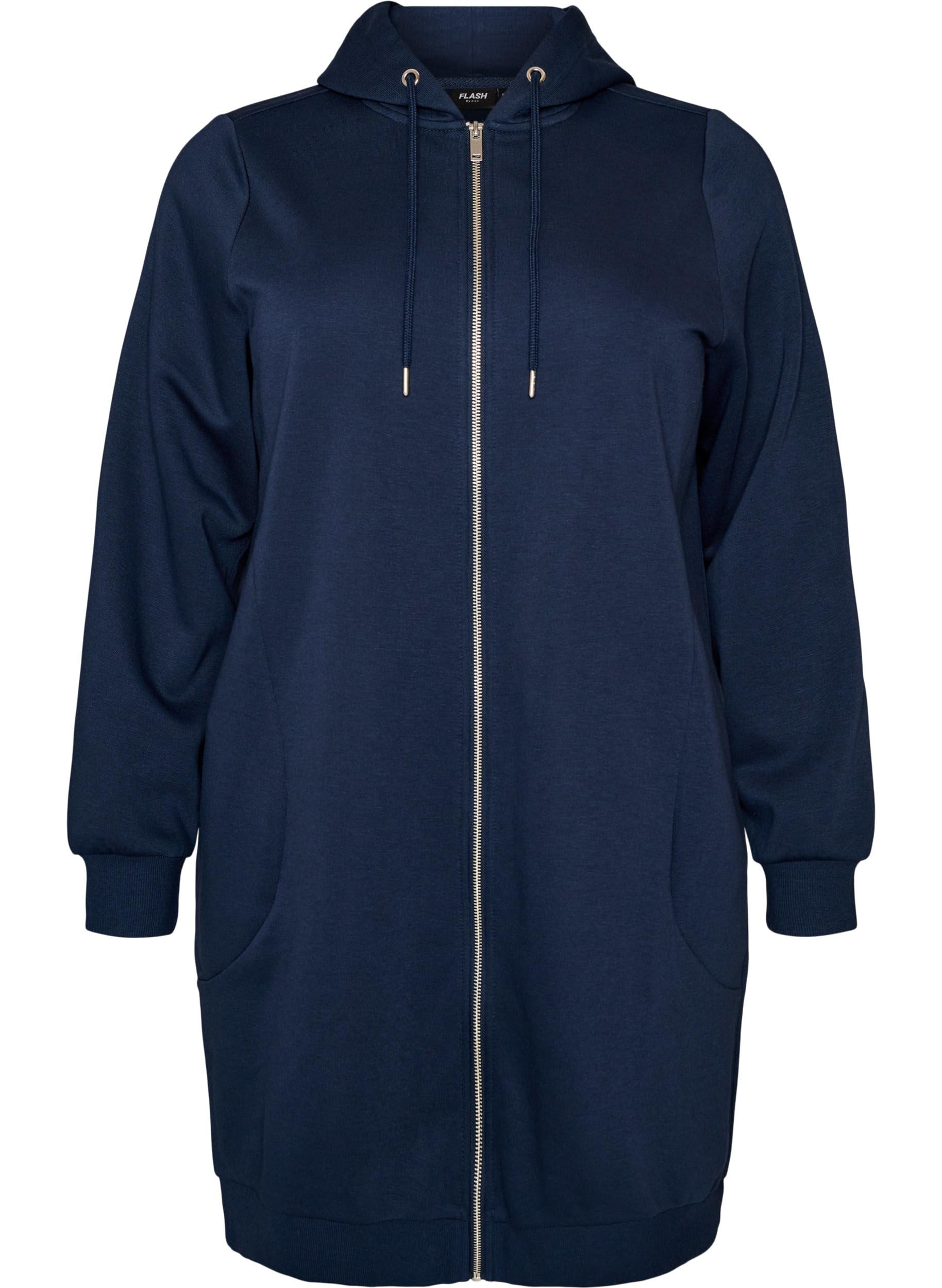 Zizzi Jackets Langer Hoodie mit Reißverschluss Größe 46-48