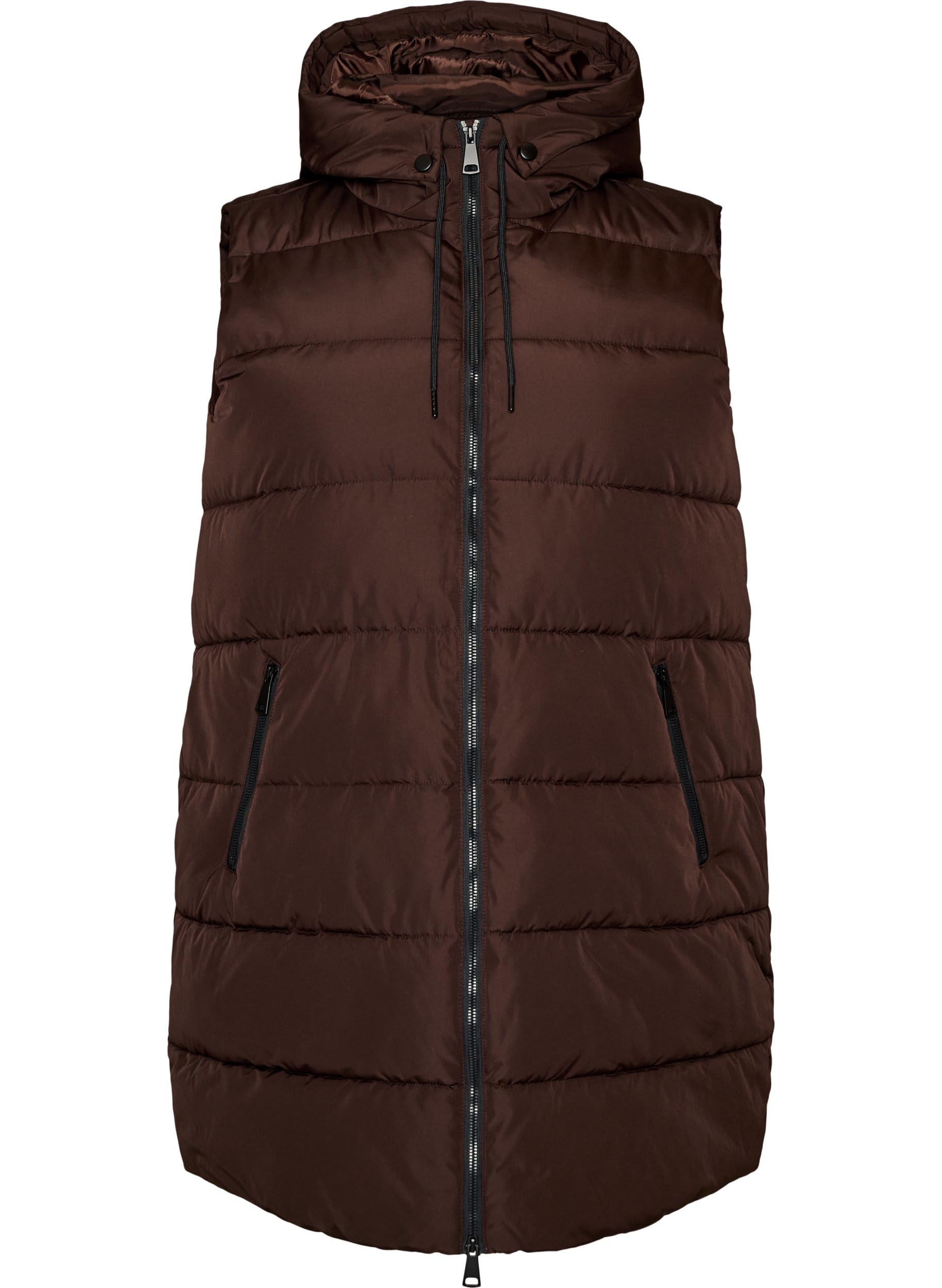 Zizzi Jackets Lange Weste Schwarz 42-44 mit Kapuze