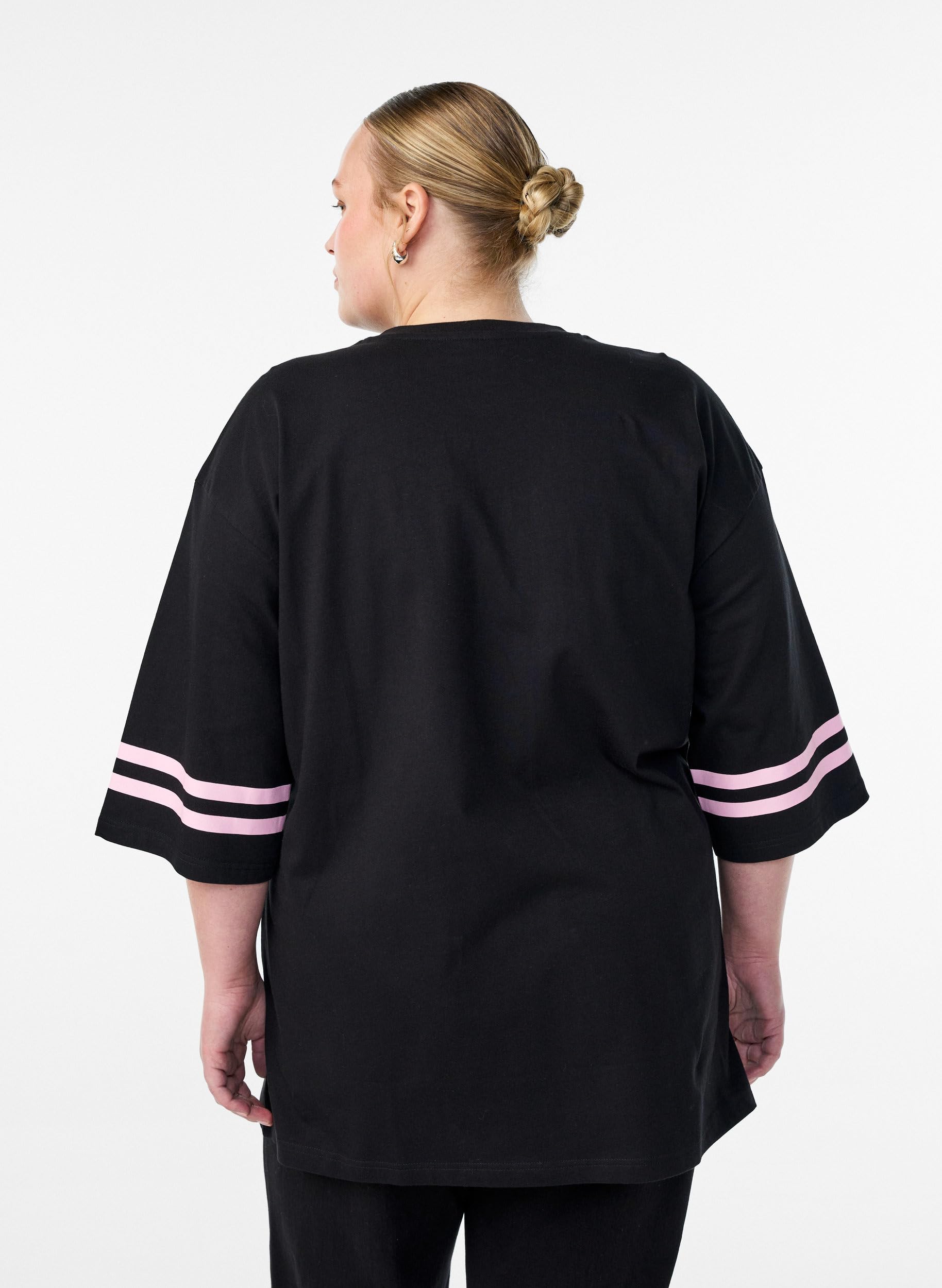 Zizzi T-Shirt Oversize Baumwolle College 3/4-Arm