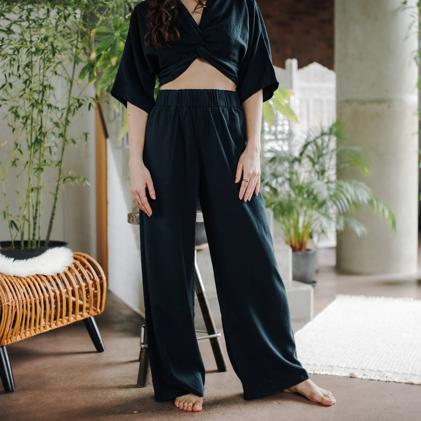 Nordlicht Nora Palazzo Hose Tencel Weit Hoher Bund