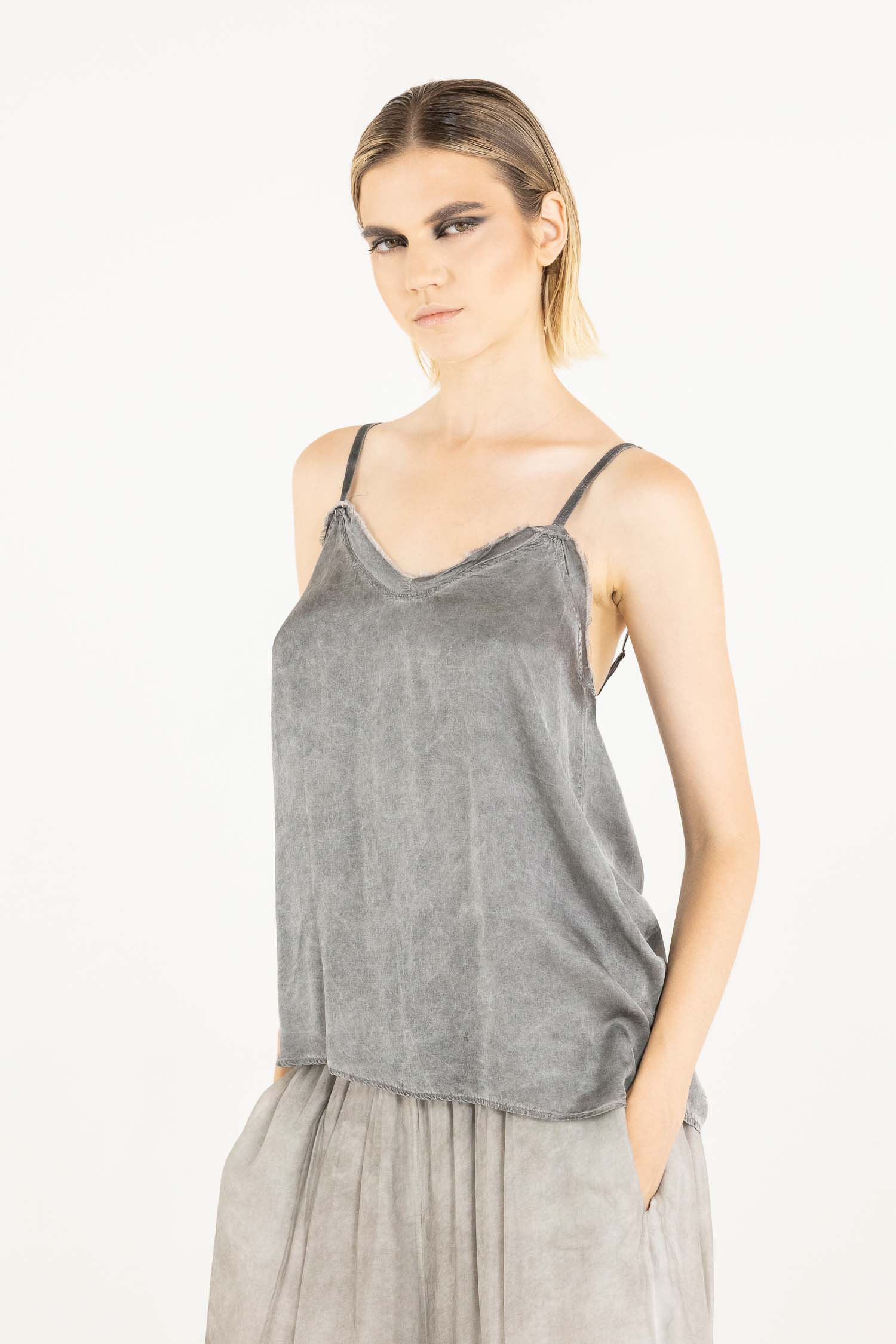 Sanctamuerte Top Tank Top Viskosesatin verstellbar