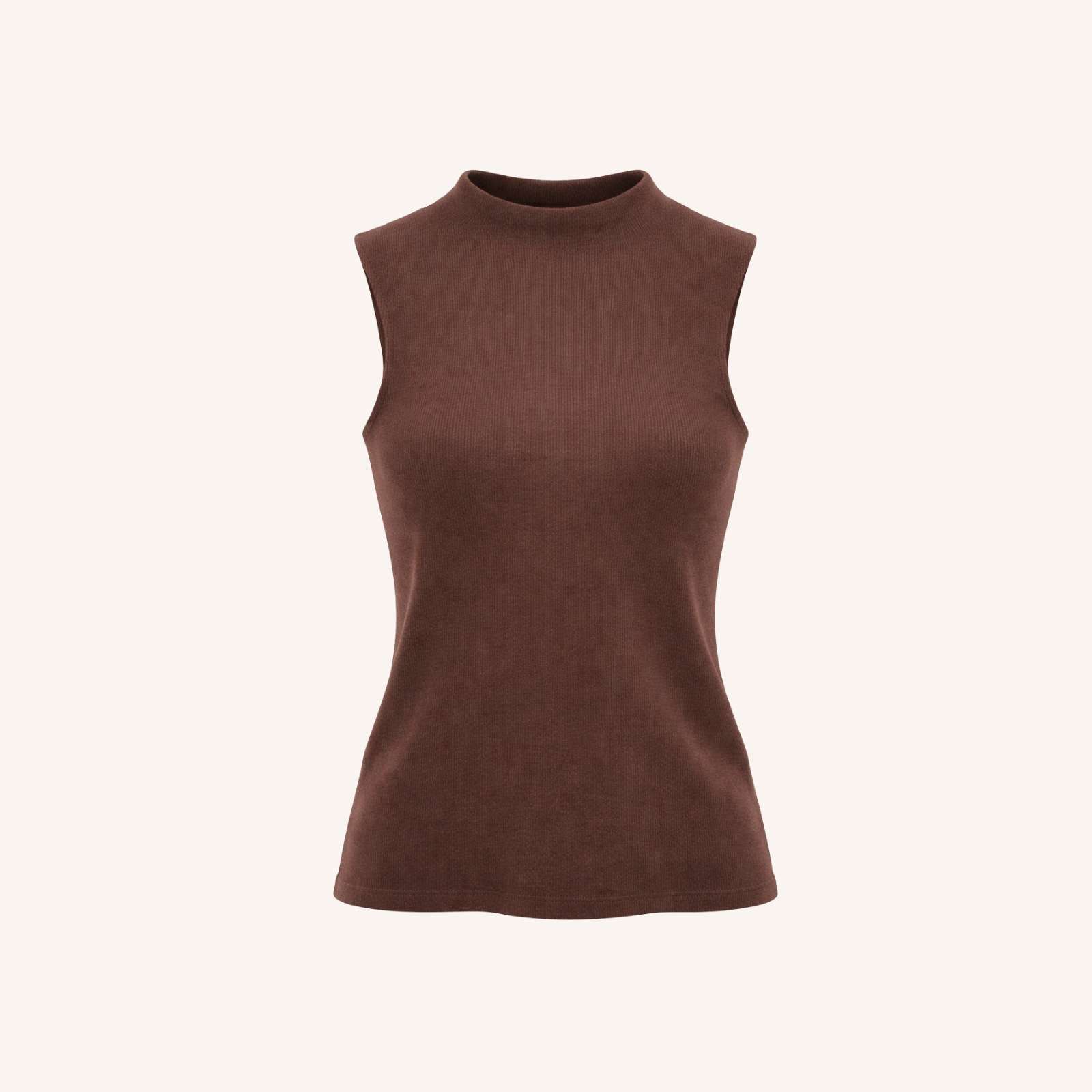 NORDLICHT Tops Top Nori Ripp Stehkragen Braun Bio-Jersey