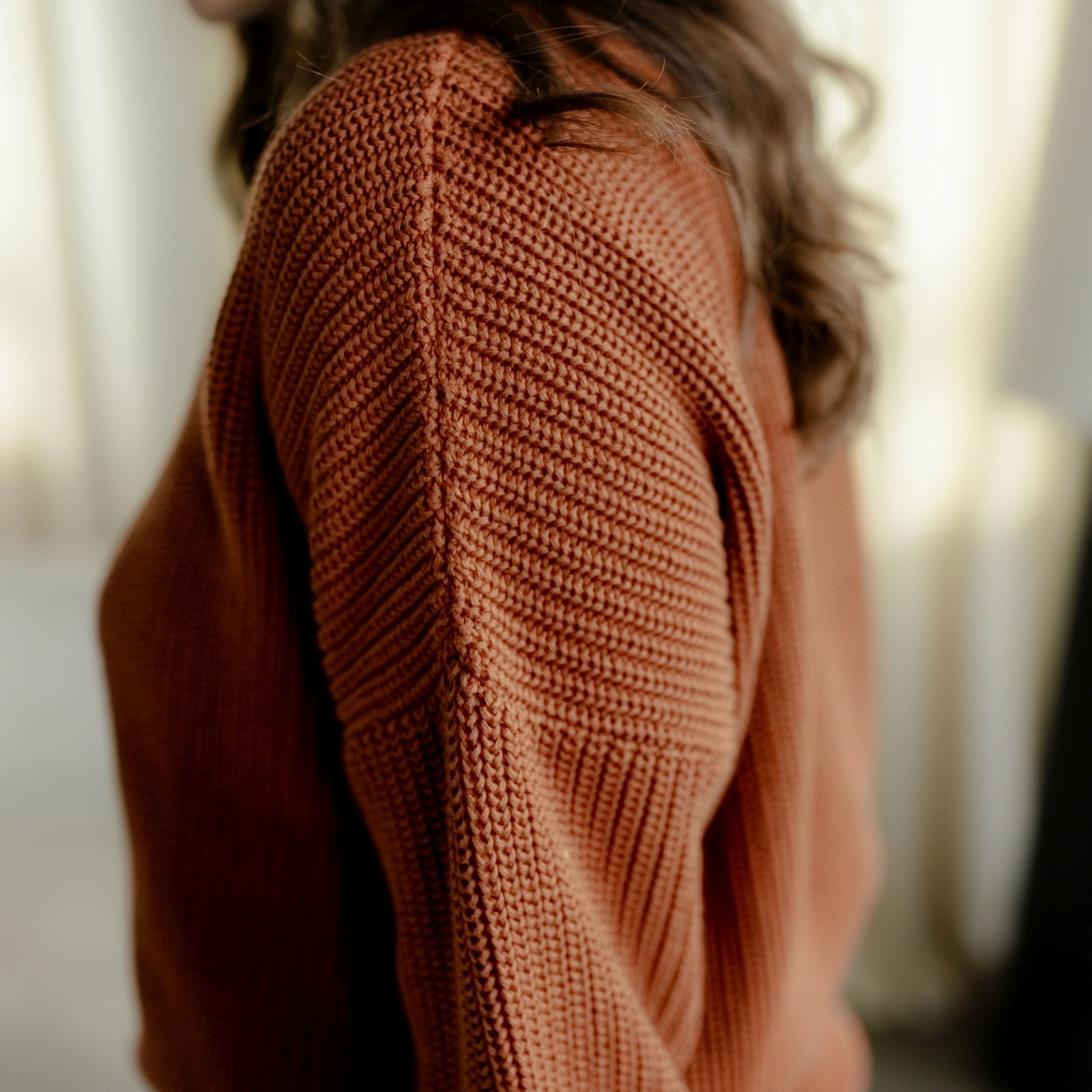 Nordlicht Mara Grobstrick Pullover Rostbraun Bio-Baumwolle