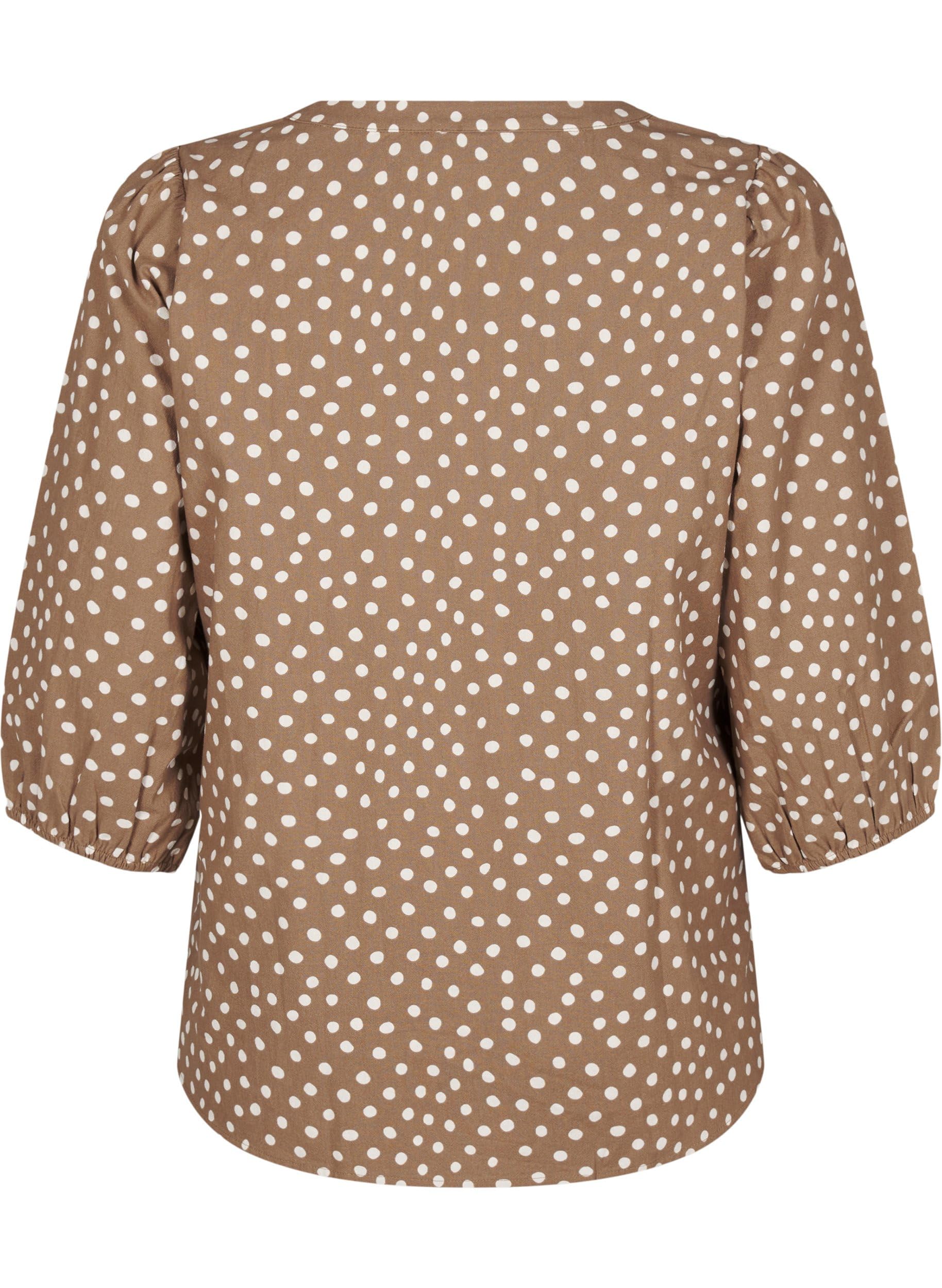 Zizzi Bluse Baumwolle 3/4-Ärmel Print große Größen