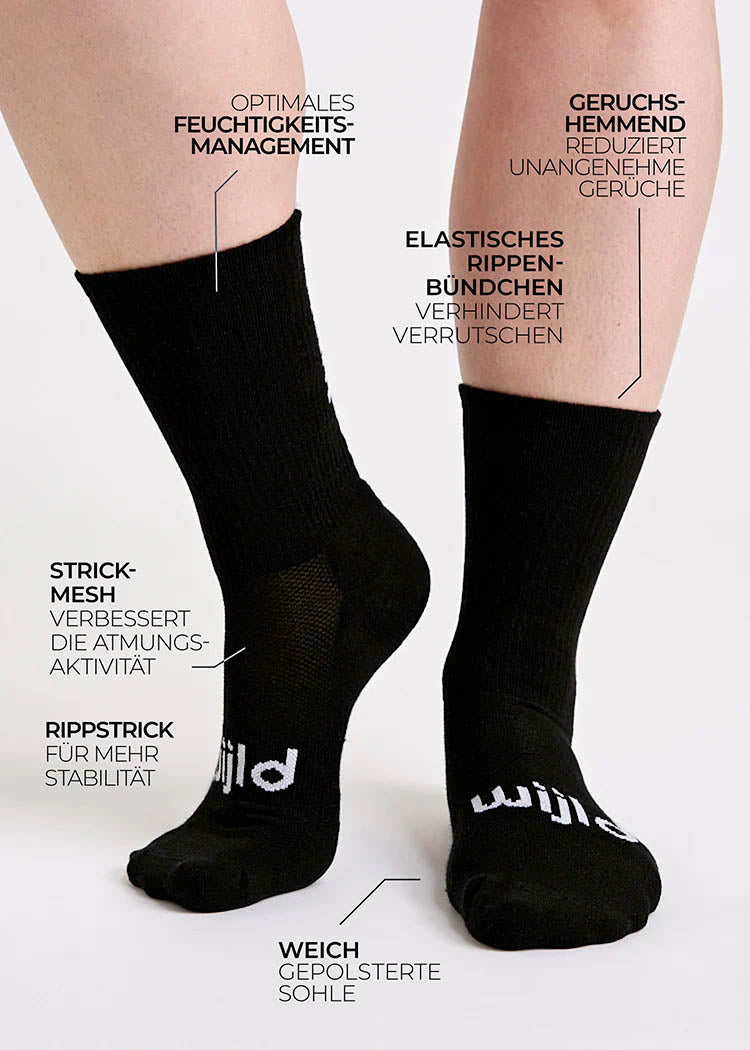 Wijld Socks Woodsocks Tennis Black Lyocell
