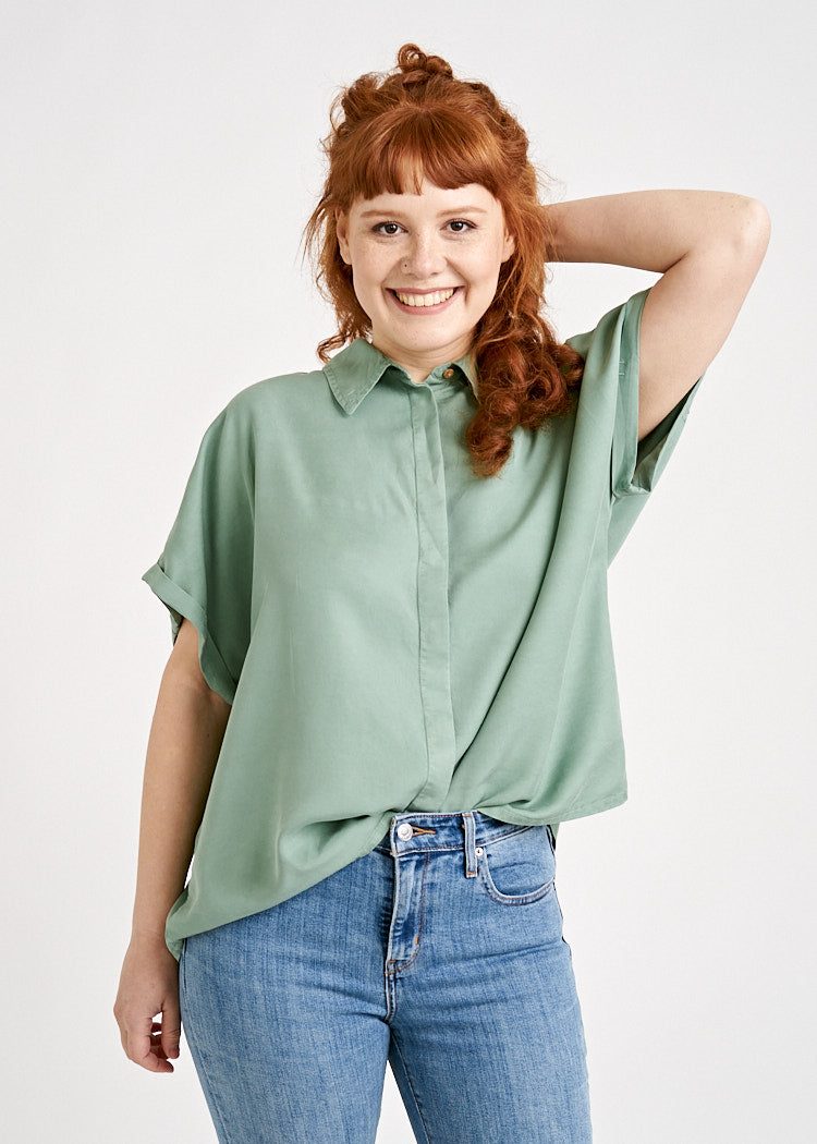 Wijld Twill Bluse Green Bay Damenbluse grün 100% Lyocell