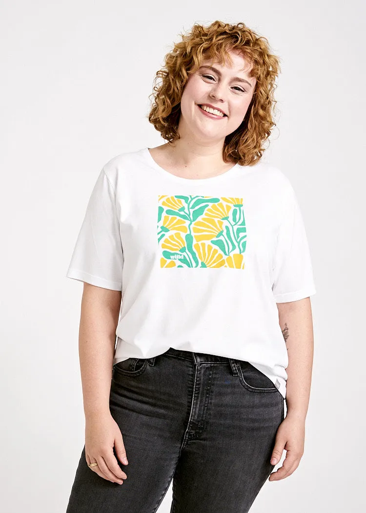 Wijld Tilda Abstract Floral T-Shirt Damen Longer Lyocell