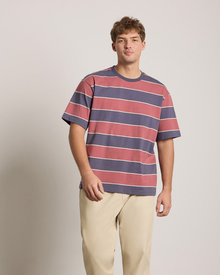 NIKIN TreeShirt Striped T-Shirt Dark Ink-Blush Oversize