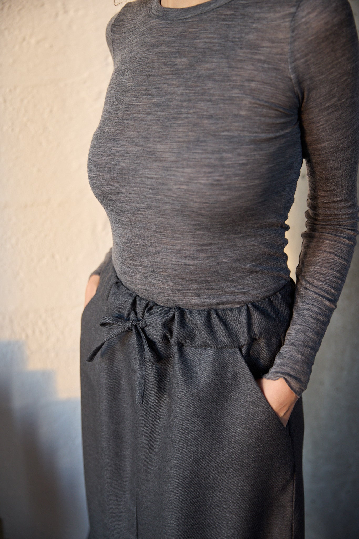 Christiane Strobel AURORA Rock Dark Grey Wolle Midi Größe S