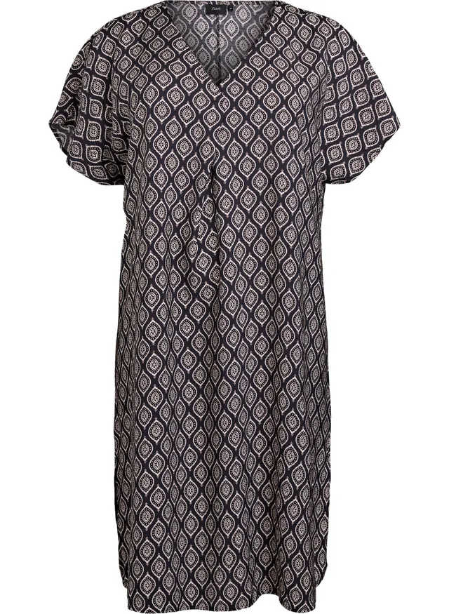 Zizzi Kleid Viskose V-Ausschnitt Seitenschlitz Gr. 42-60