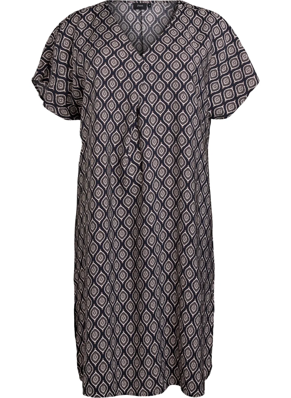 Zizzi Kleid Viskose V-Ausschnitt Seitenschlitz Gr. 42-60