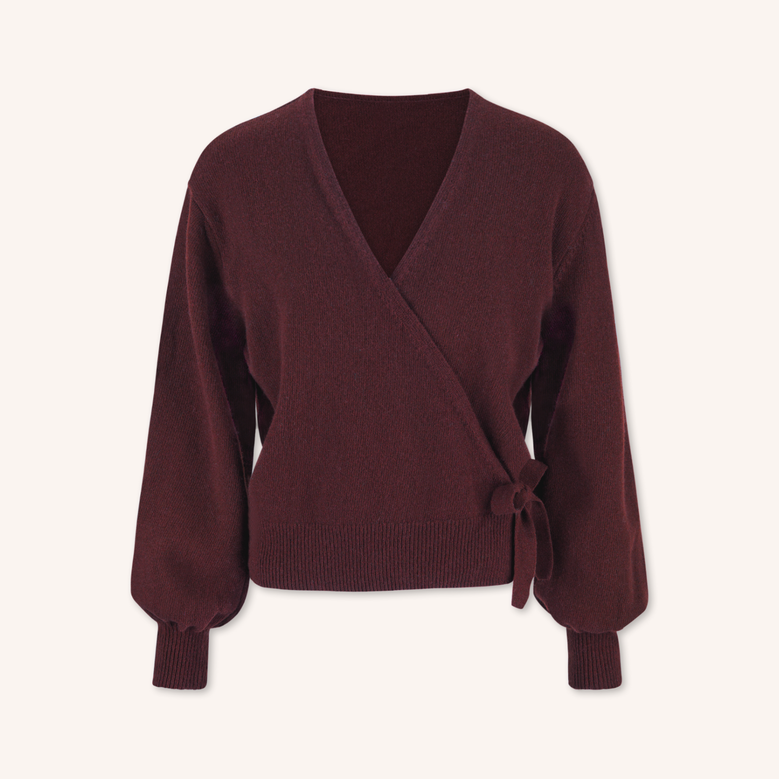 Nordlicht Mona Wickelcardigan Cherry recycelte Wolle