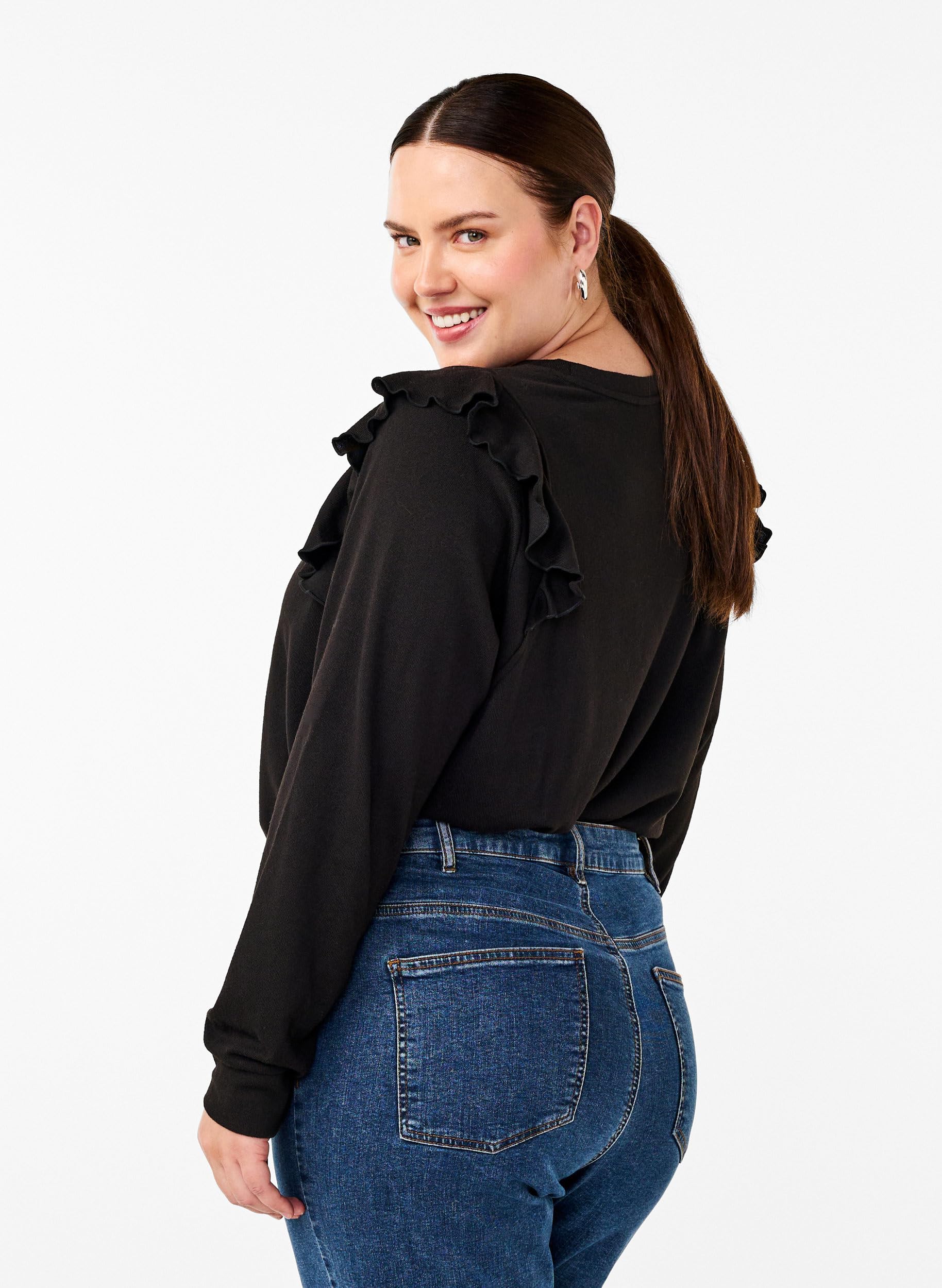 Zizzi Bluse Langarm Rüschen Große Größen 42-60