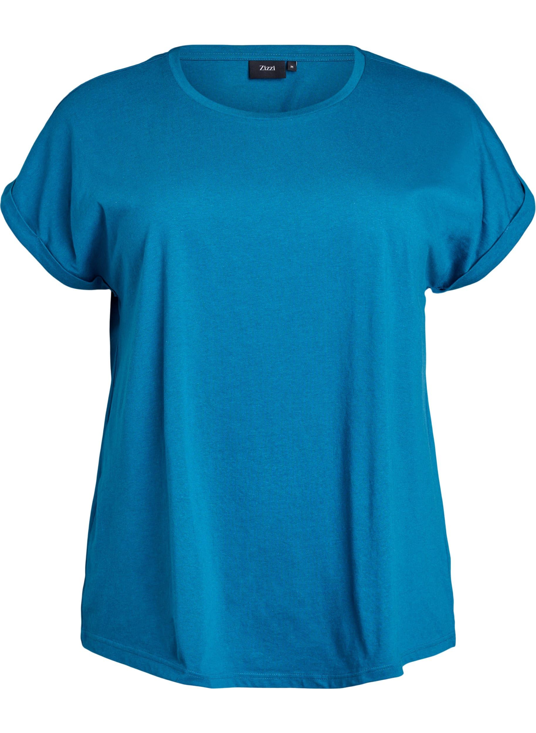 Zizzi T-Shirt Baumwollmix Rundhals Relaxed Fit Große Größen