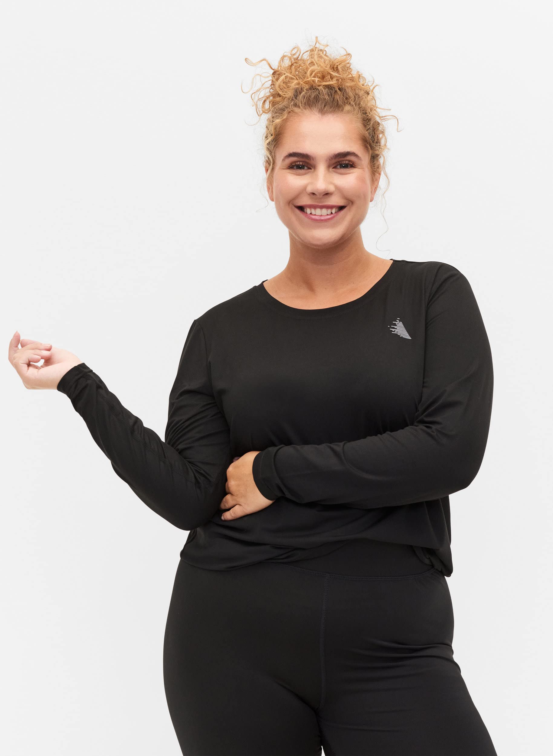Zizzi ABASIC T-Shirt Langarm Quick Dry Schwarz 42-44