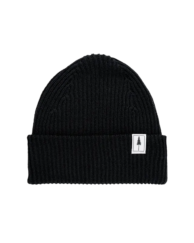 NIKIN Treeanie Ribbed Mütze Schwarz Rippenstrick