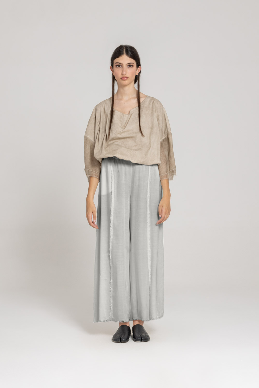 Sanctamuerte Pantaloni Palazzo Hose Viskose Satin Weit