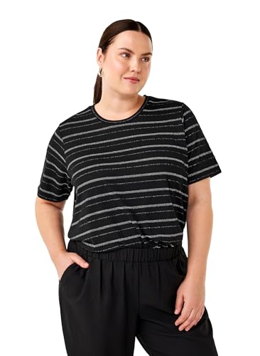 Zizzi T-Shirts & Tops T-Shirt Rundhals Streifen Silber 42-60