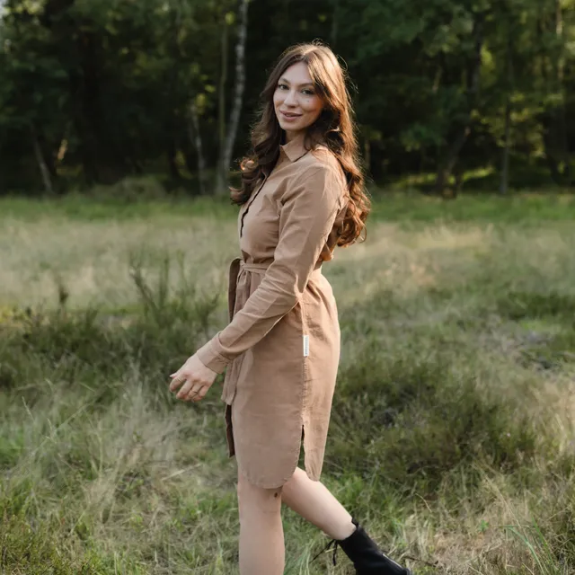 NORDLICHT Enna Cord Kleid Braun Bio-Baumwolle