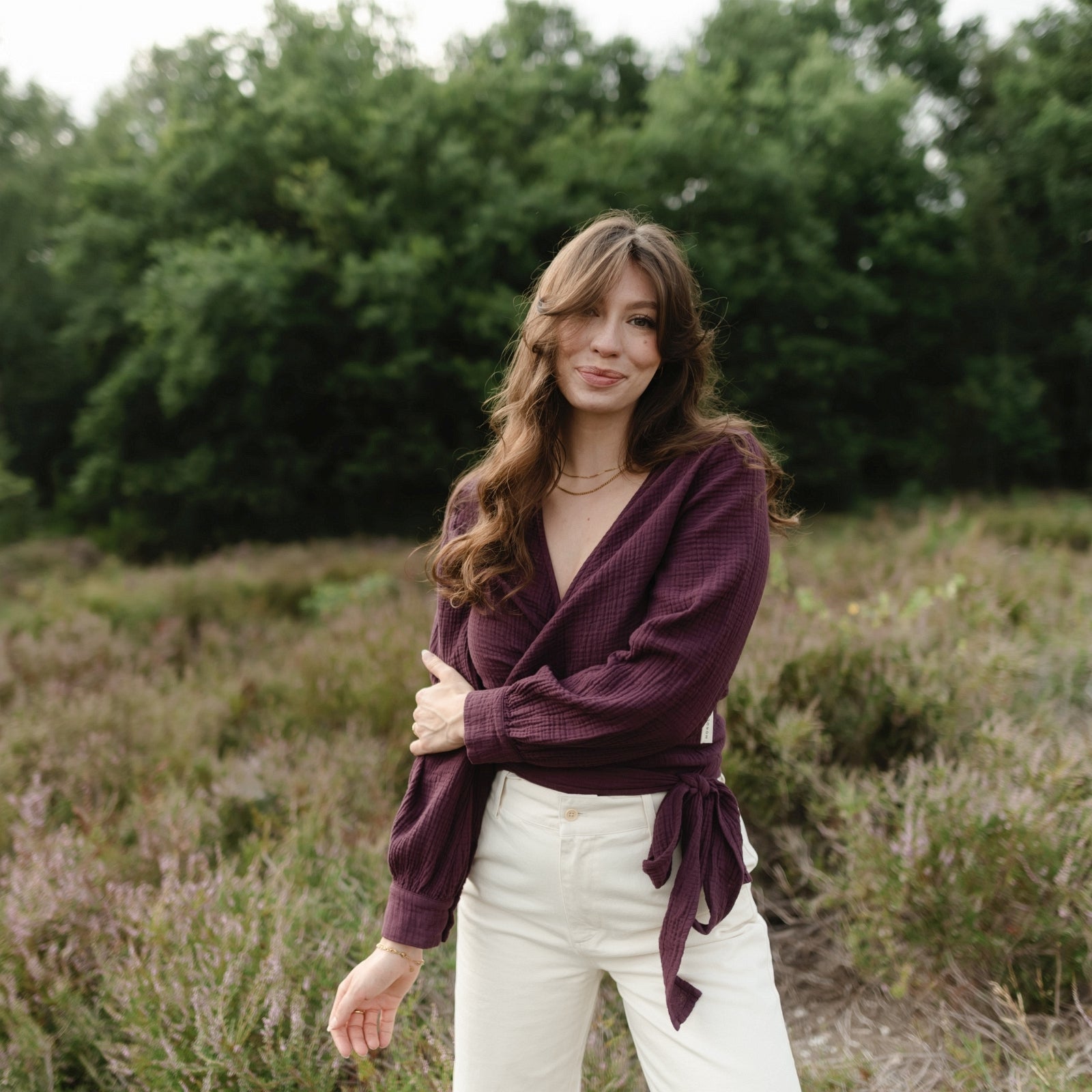 Nordlicht Freda Musselin Wickelbluse Cherry