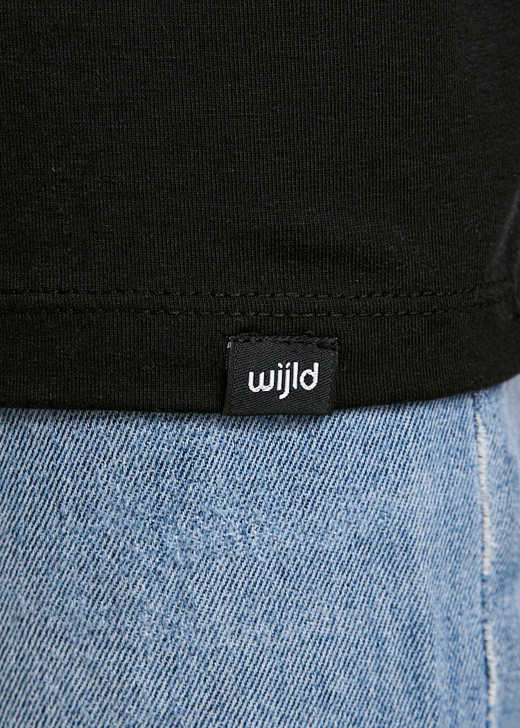 Wijld David Langarmshirt Black anliegend Holzfaser