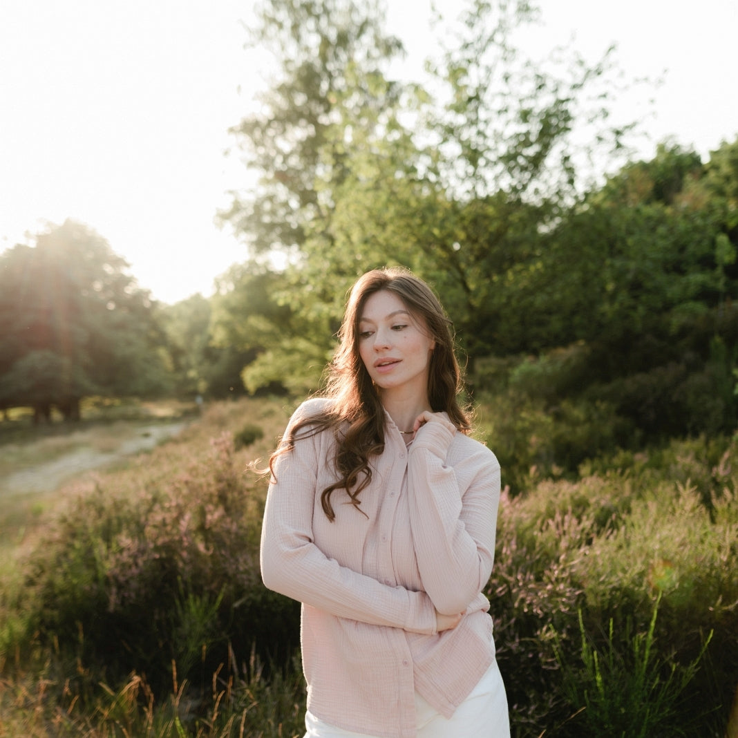 NORDLICHT Fenja Musselin Bluse Damen Rosa Bio-Baumwolle
