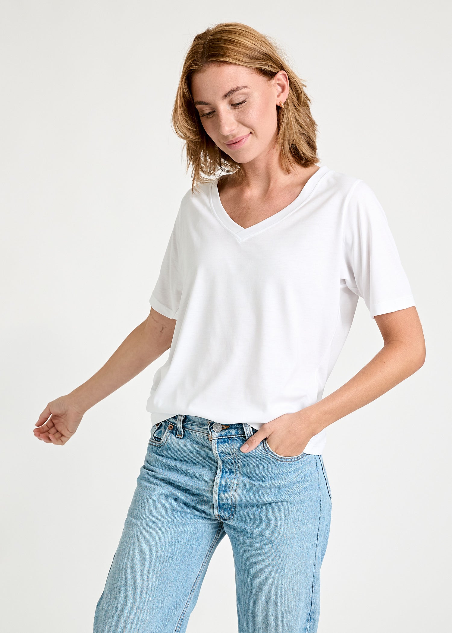 Wijld Frida Woodshirt Bright White Damen Basic T-Shirt