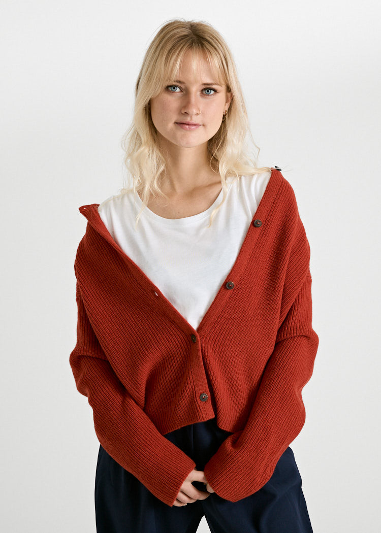 Wijld Alva Strick-Cardigan Wolle Tabasco