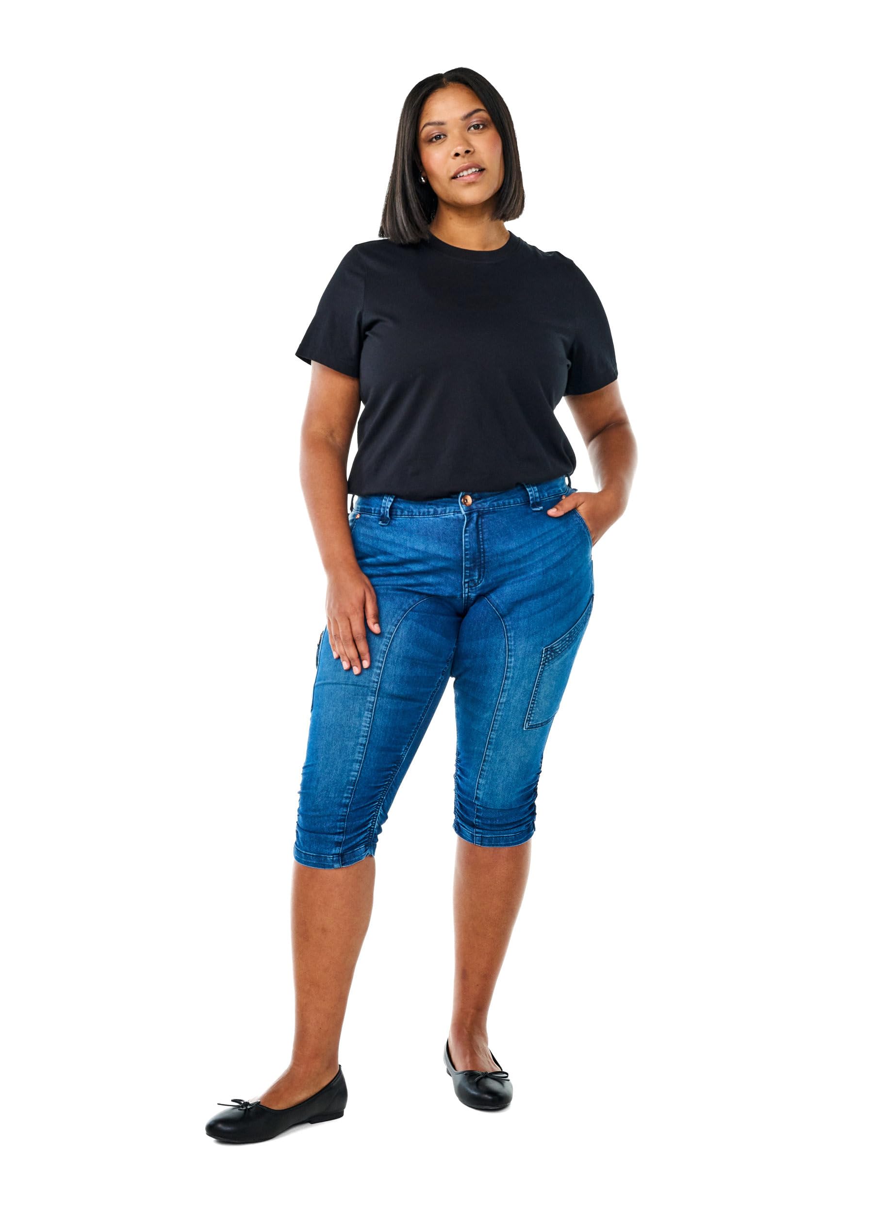 Zizzi Jeans Capri-Jeans Slim Fit 3/4 Dark Blue Denim Gr. 44