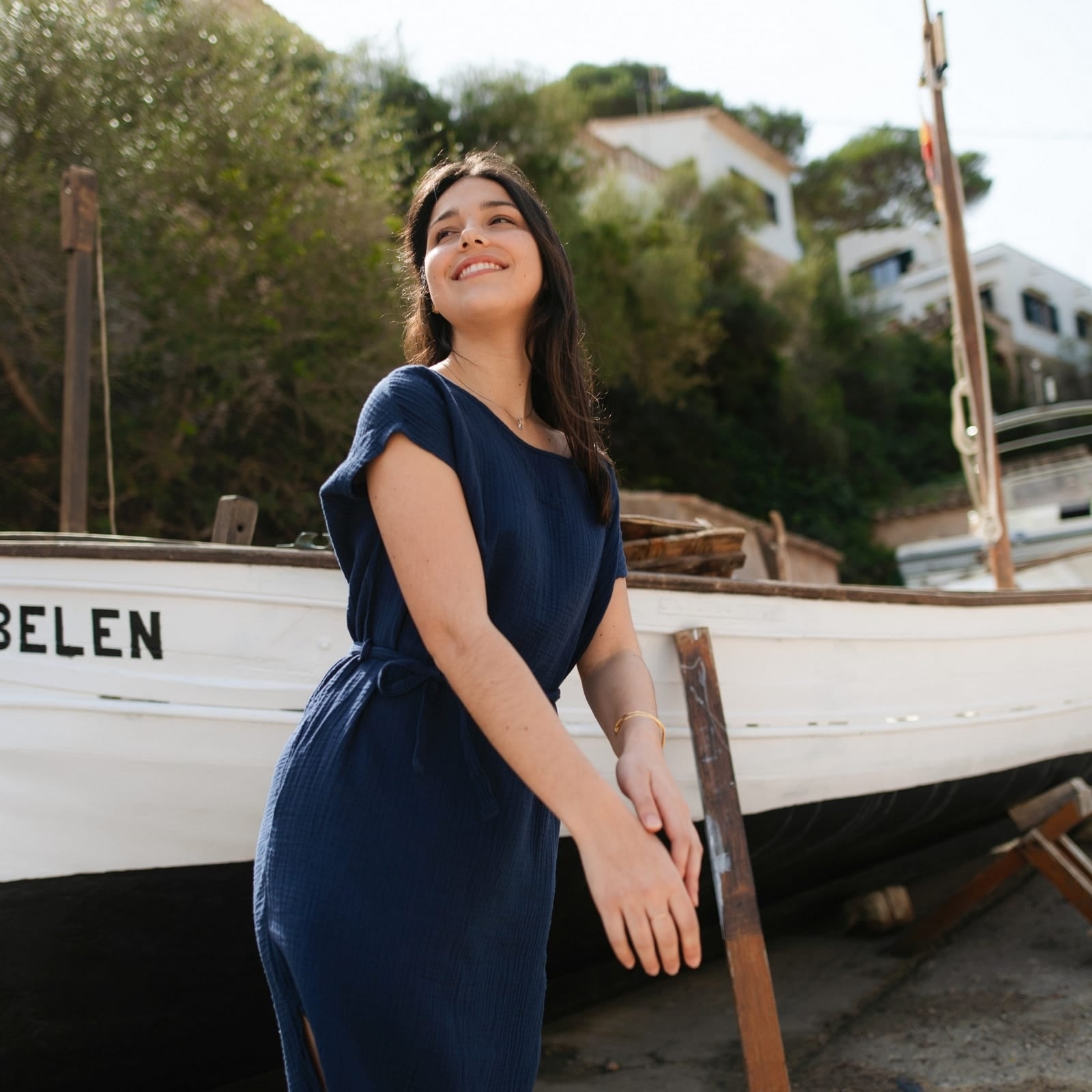 NORDLICHT Elin Kurz Musselin Kleid mit Taschen