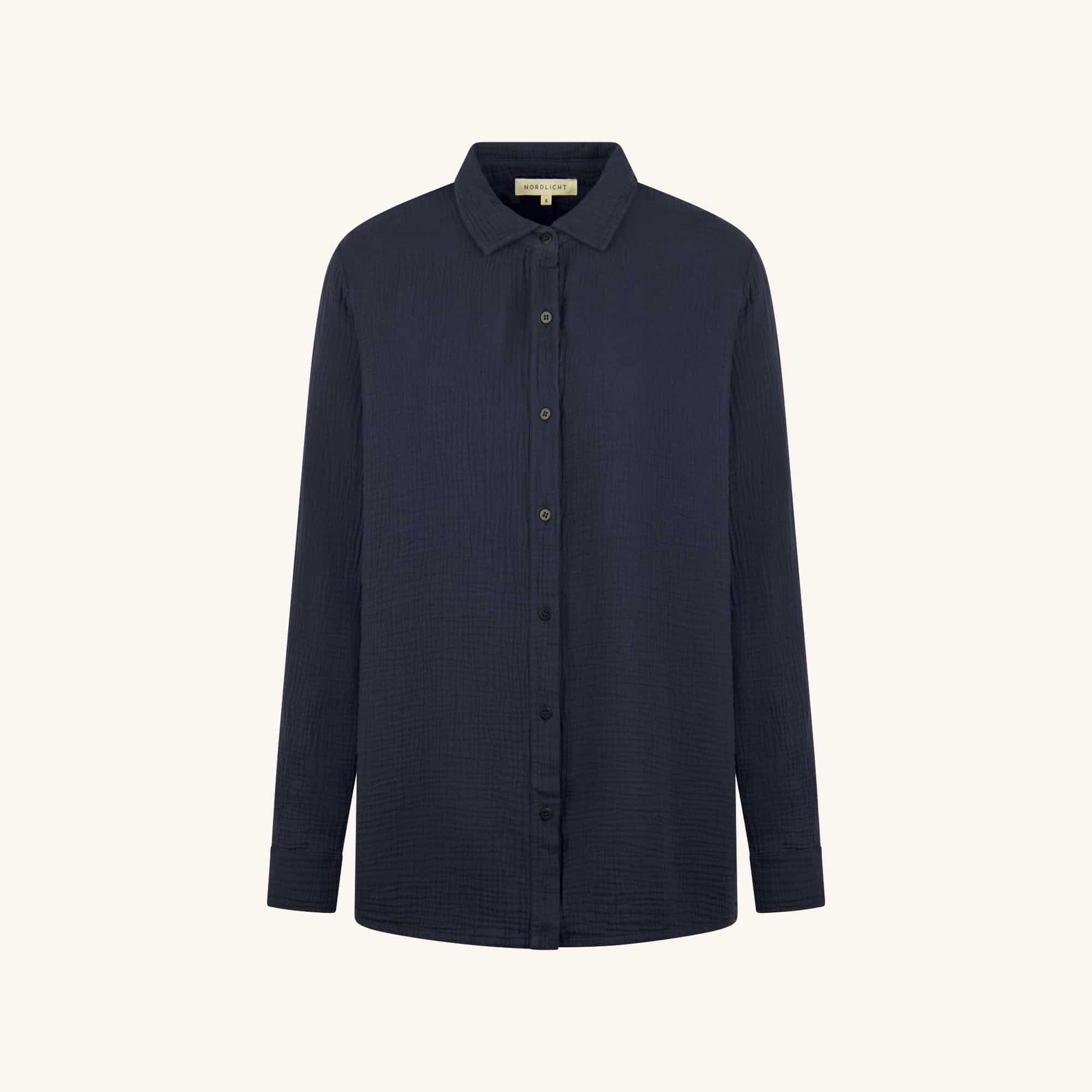 NORDLICHT Fenja Musselin Bluse Blau Bio-Baumwolle