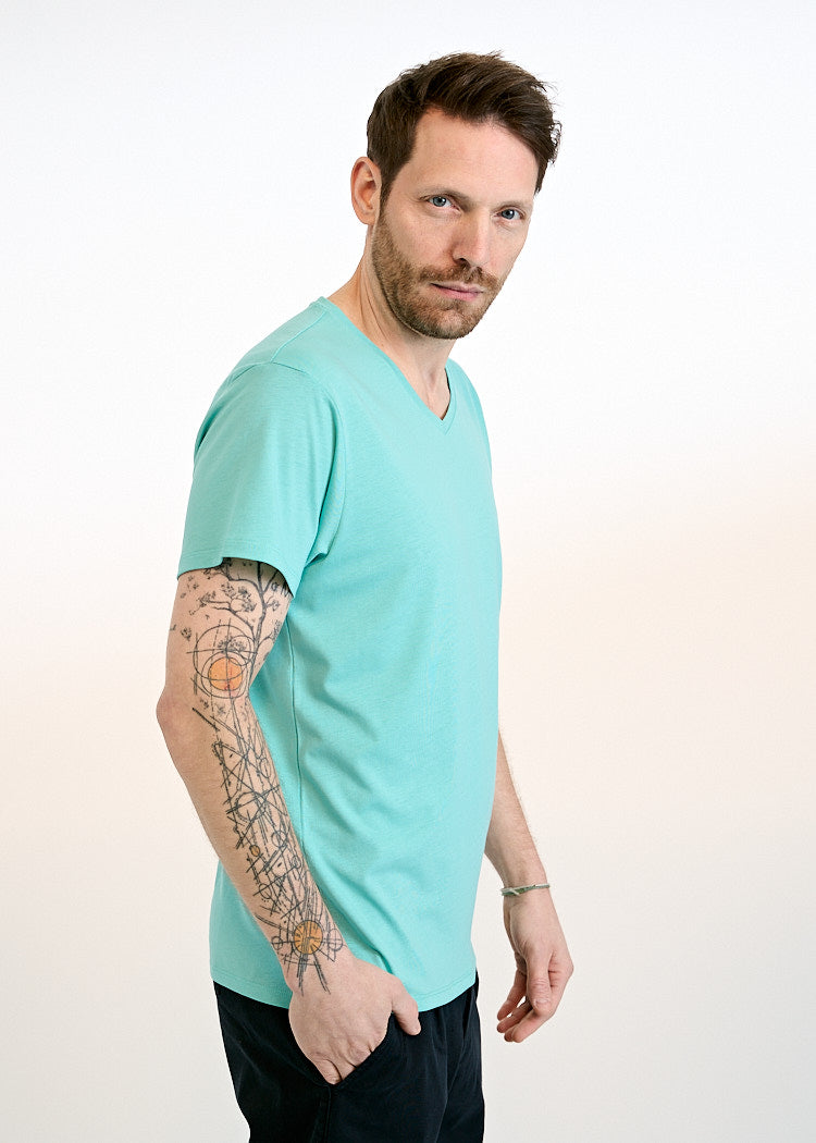 Wijld Alex Herren T-Shirt Pool Blue V-Ausschnitt