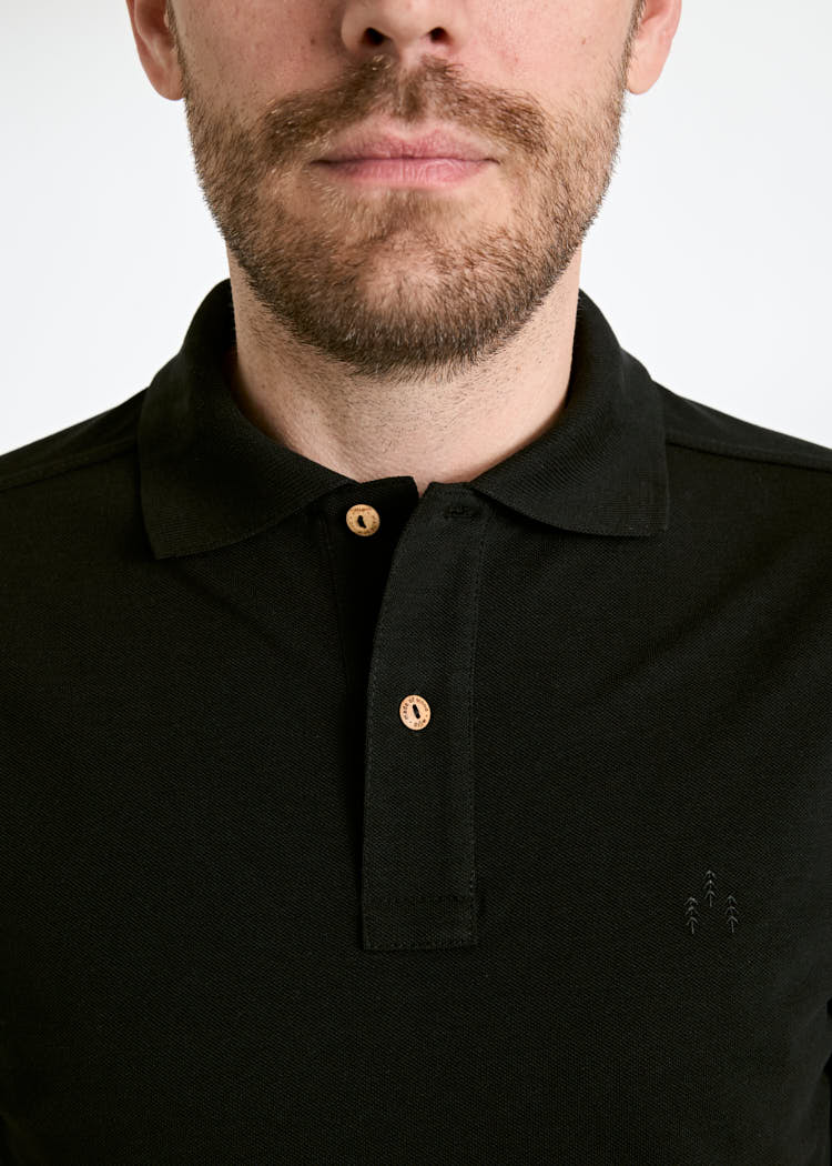 Wijld Paul Polo-Shirt Black Herren Lyocell Regular