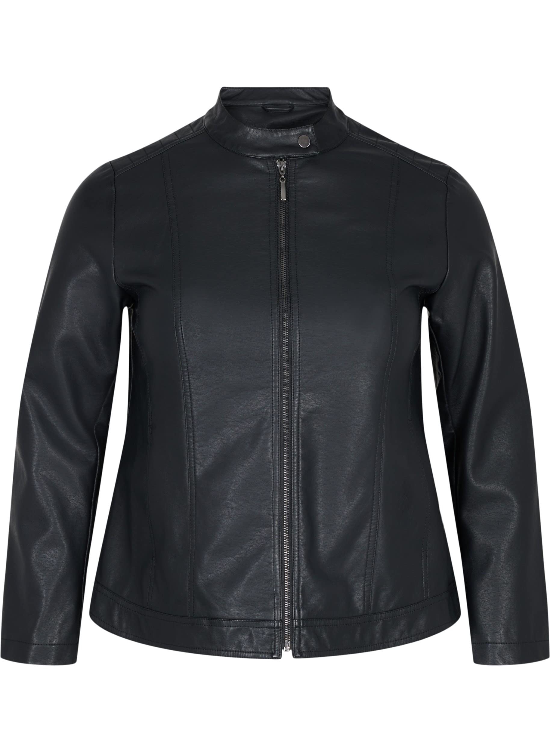 Zizzi Jackets Lederjacke Kunstleder Taschen Reissverschluss