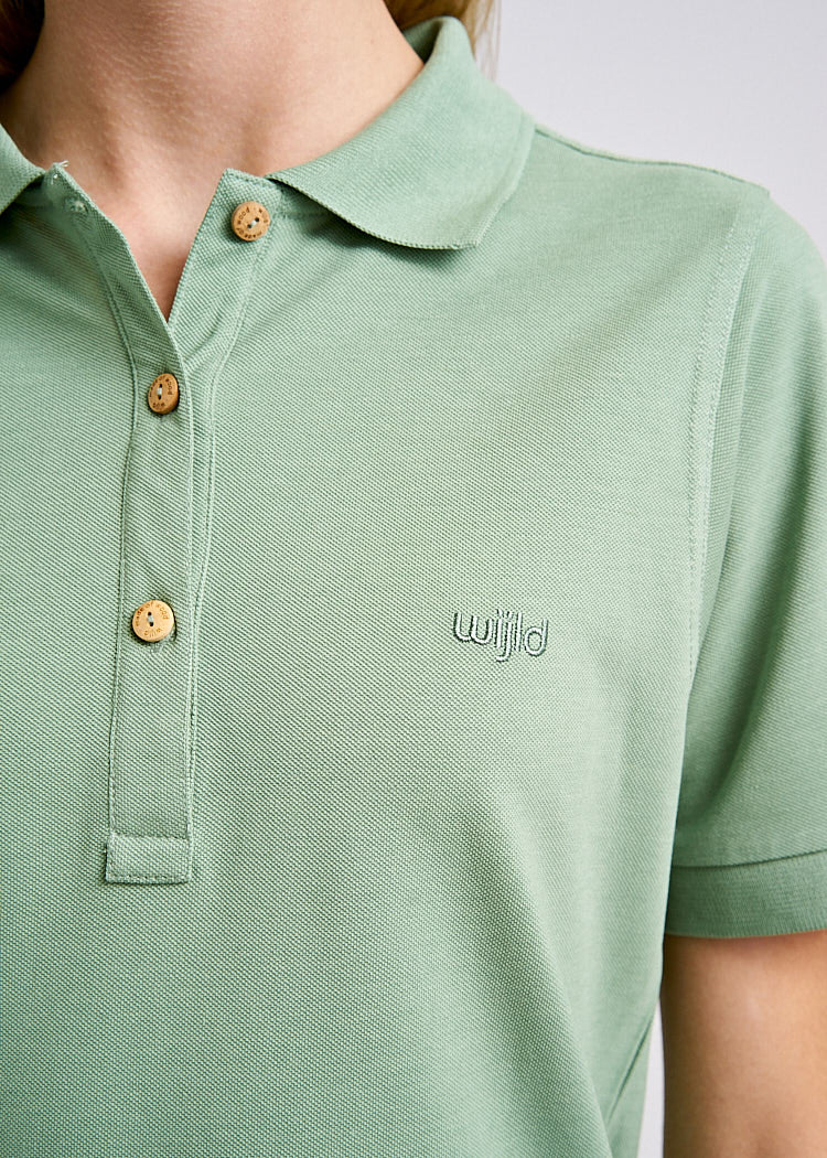 Wijld Polo-Shirt Basil Damen Poloshirt Grün Lyocell