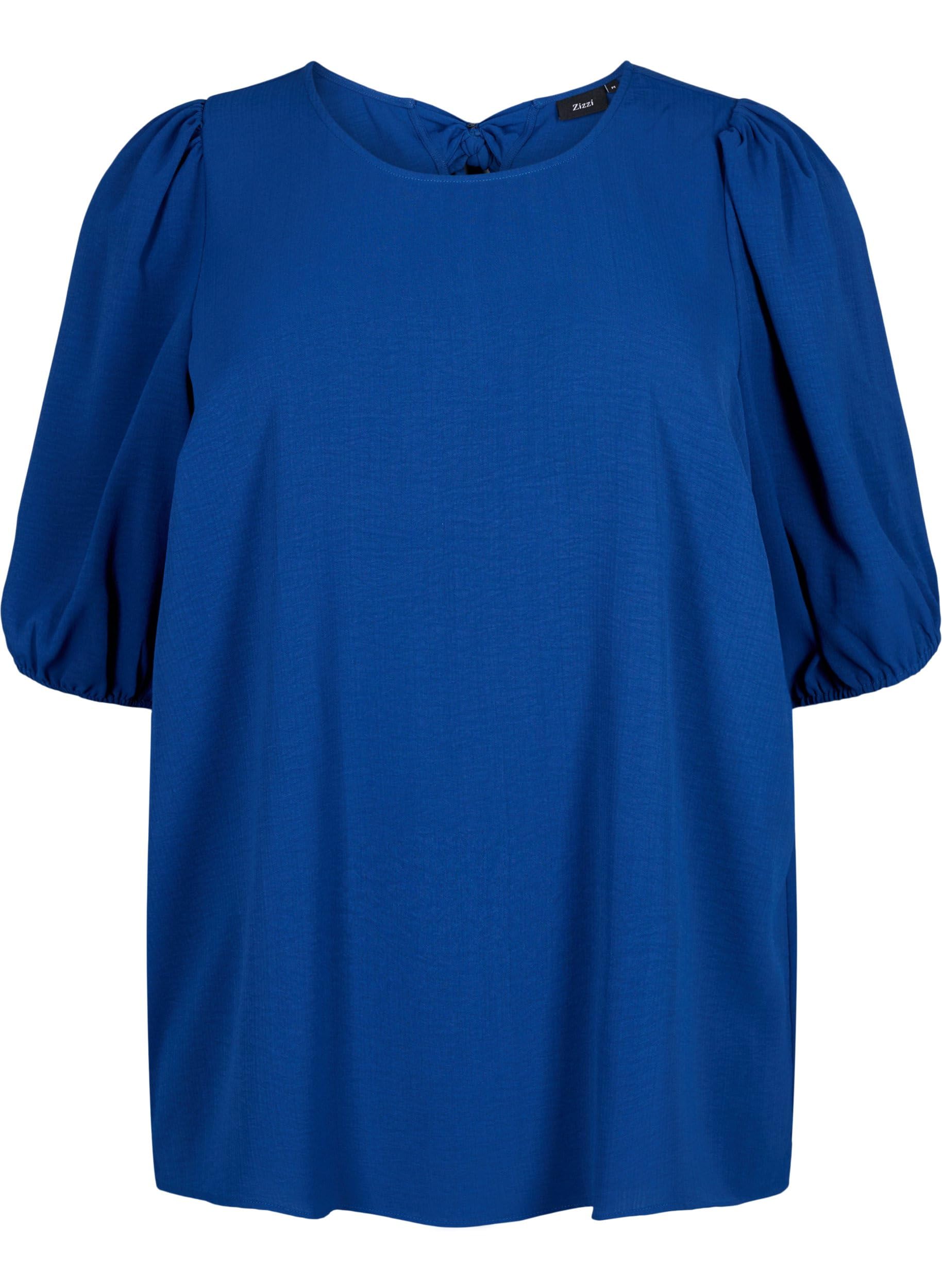 Zizzi Schleifen-Bluse Damen kurzarm Rundhals große Größen
