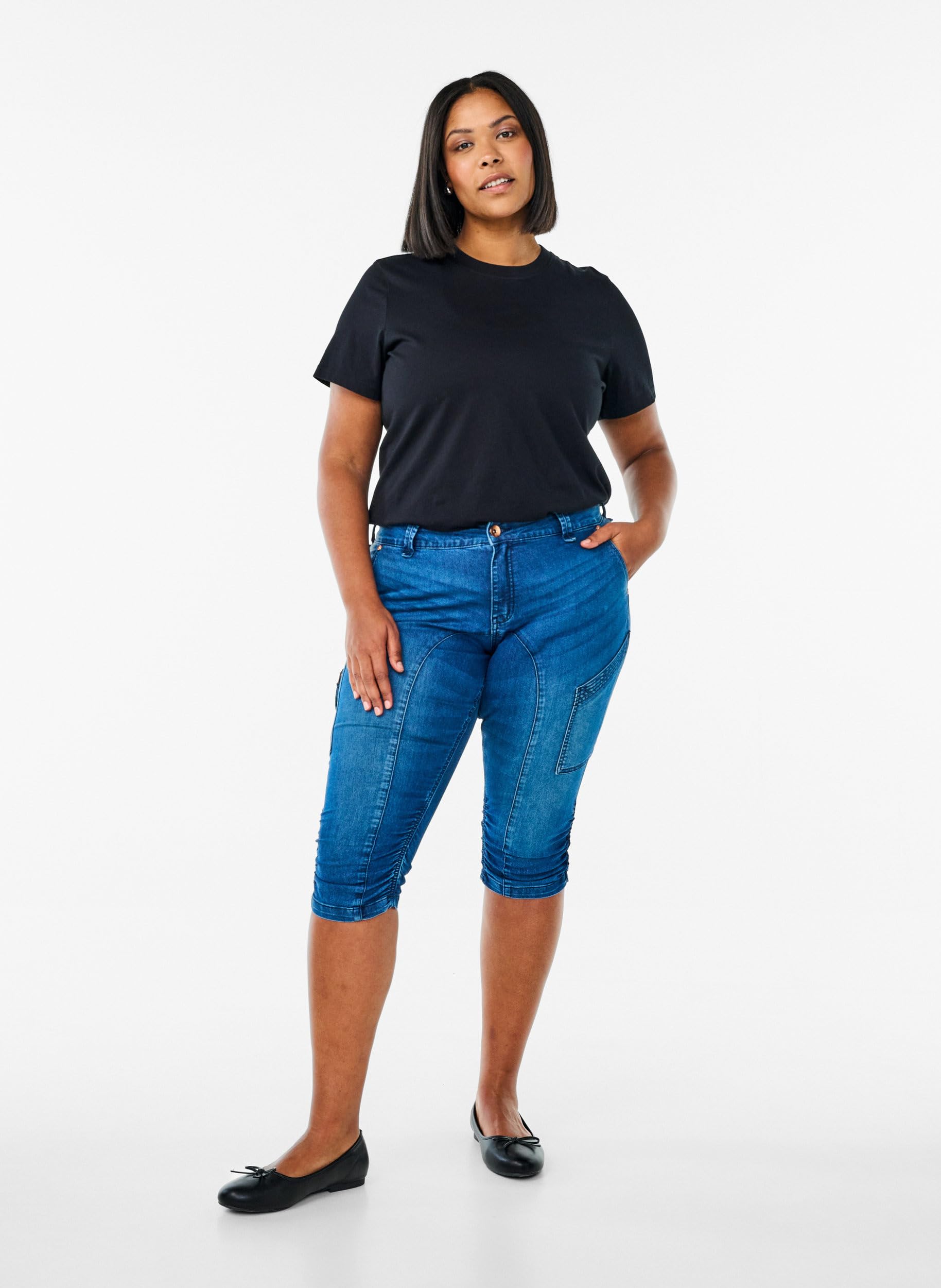 Zizzi Jeans Capri-Jeans Slim Fit 3/4 Dark Blue Denim Gr. 44