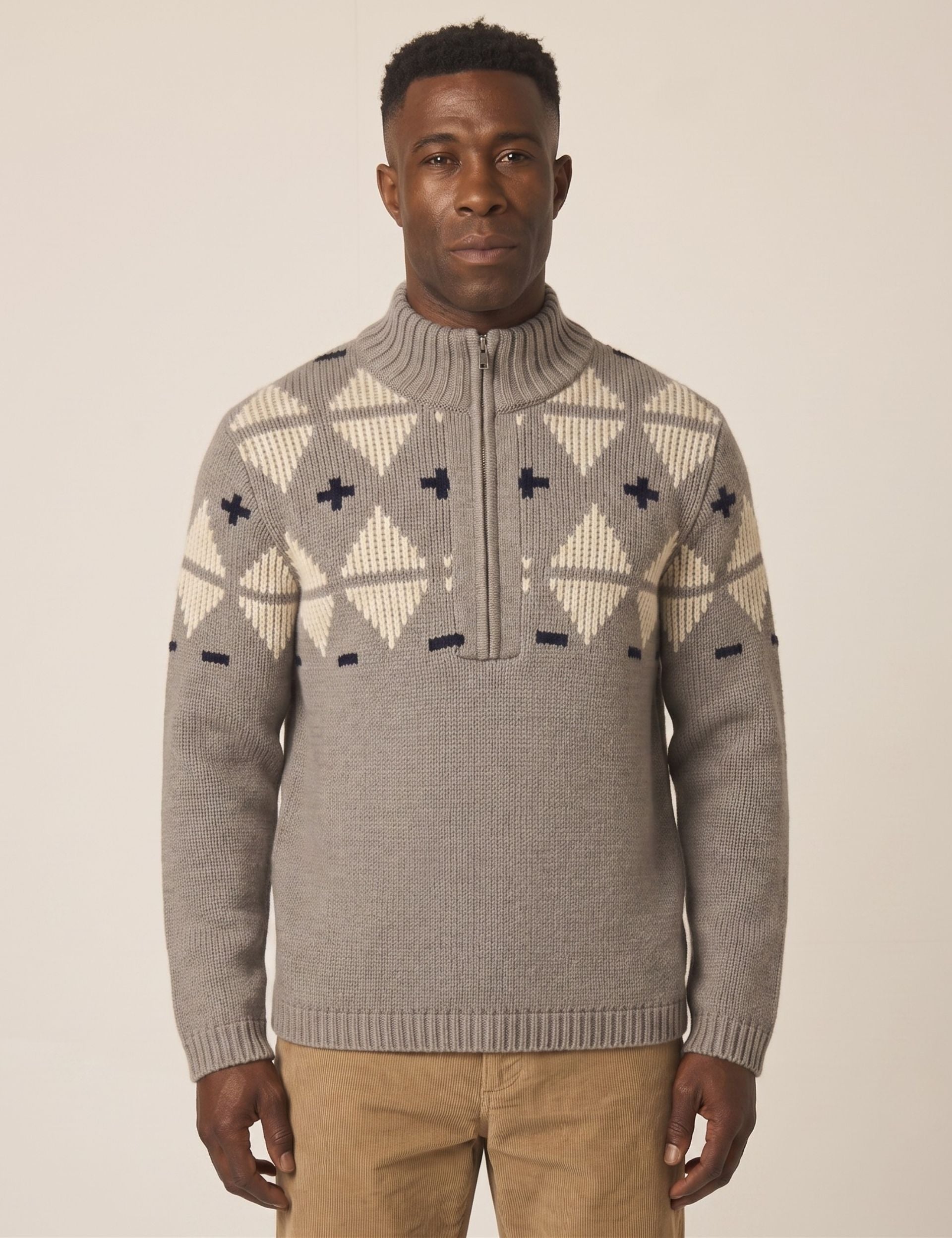 Peregrine Mountain Zip Neck Sweater Troyer Oak Merino