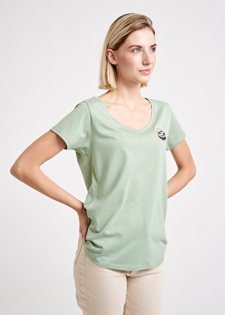 Wijld Caravan V-Shirt Damen Holz V-Ausschnitt