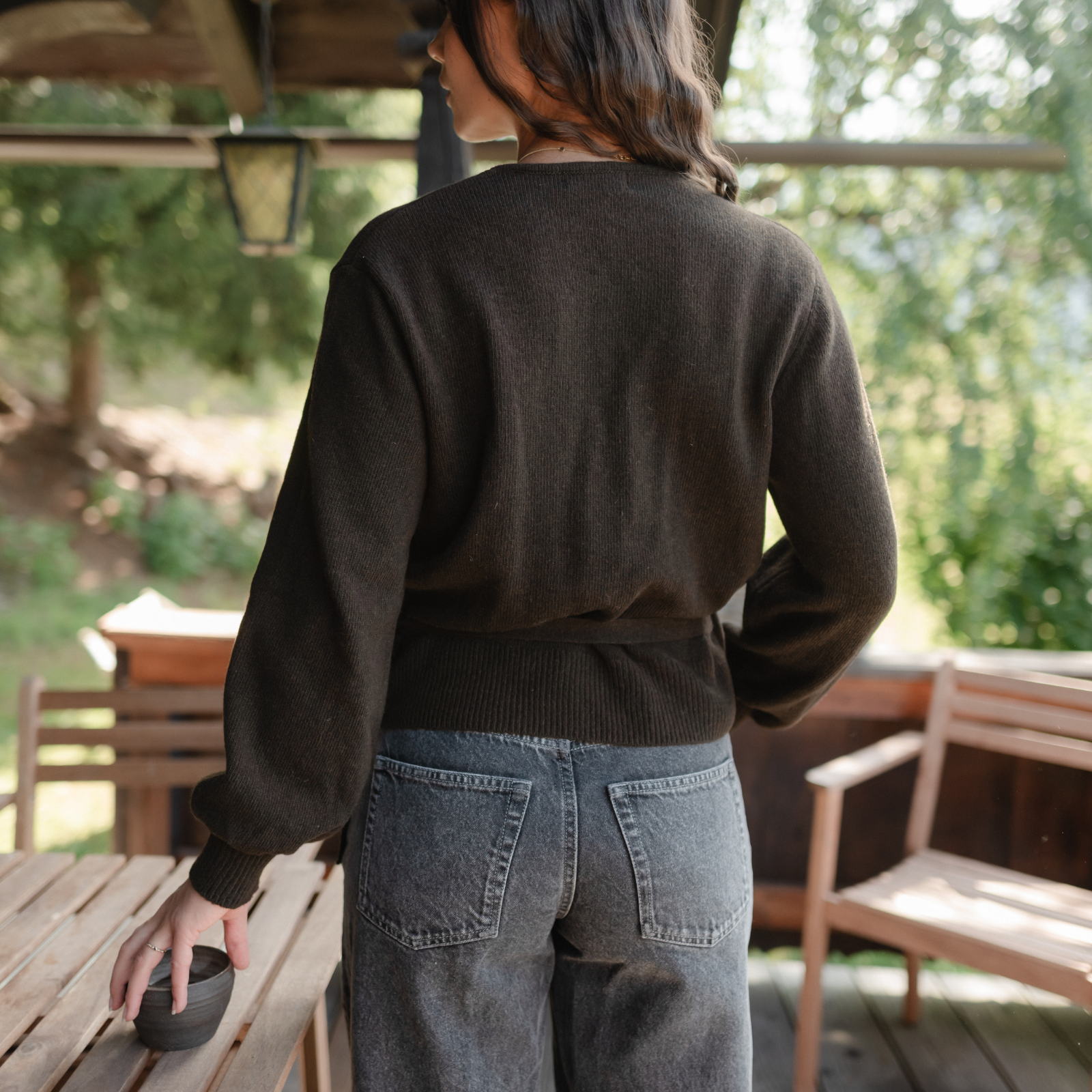 NORDLICHT Strickjacken Mona Wickelcardigan Wolle Braun